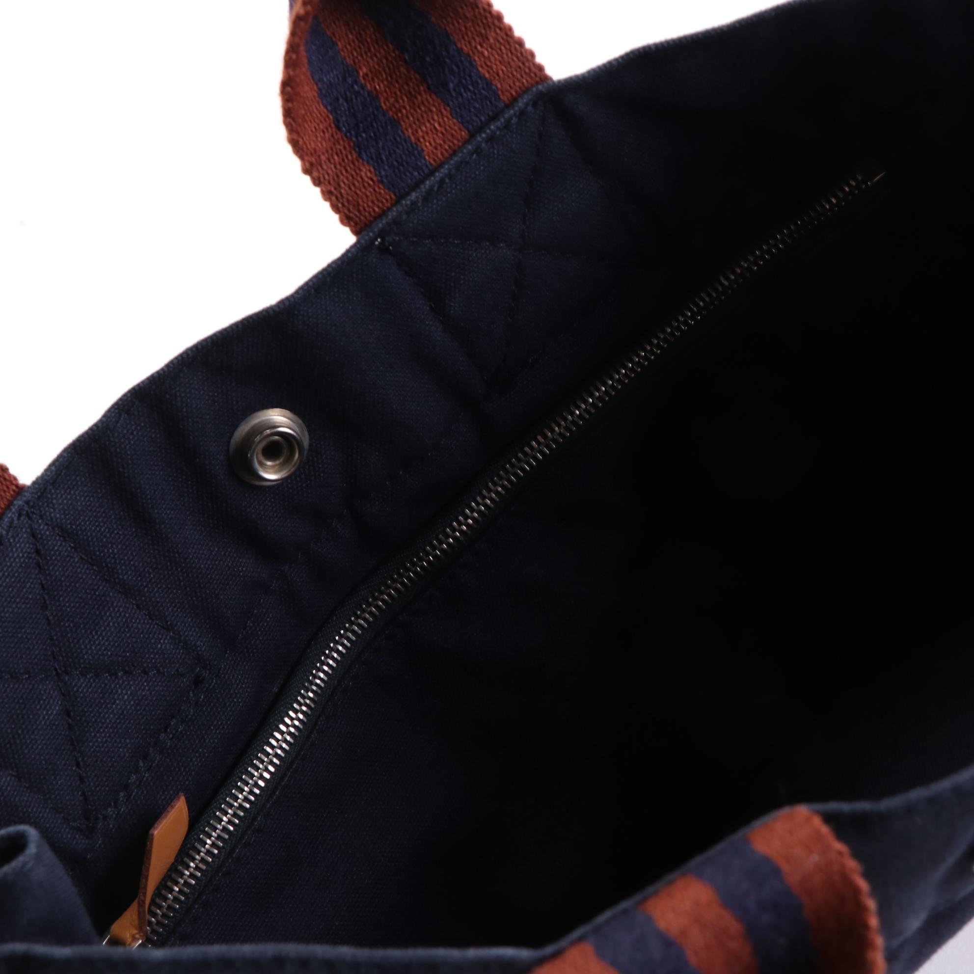 Hermès Fourre Tout PM Bag in Navy Cotton Canvas