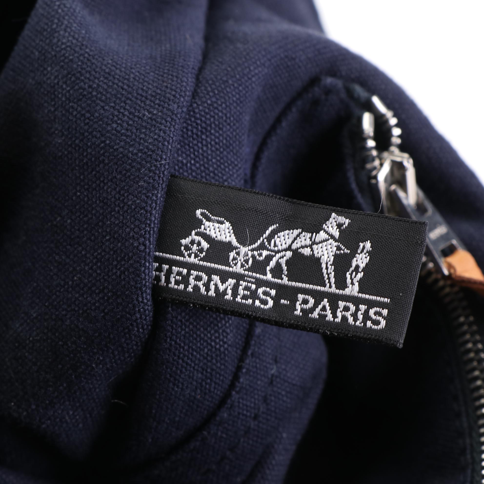 Hermès Fourre Tout PM Bag in Navy Cotton Canvas