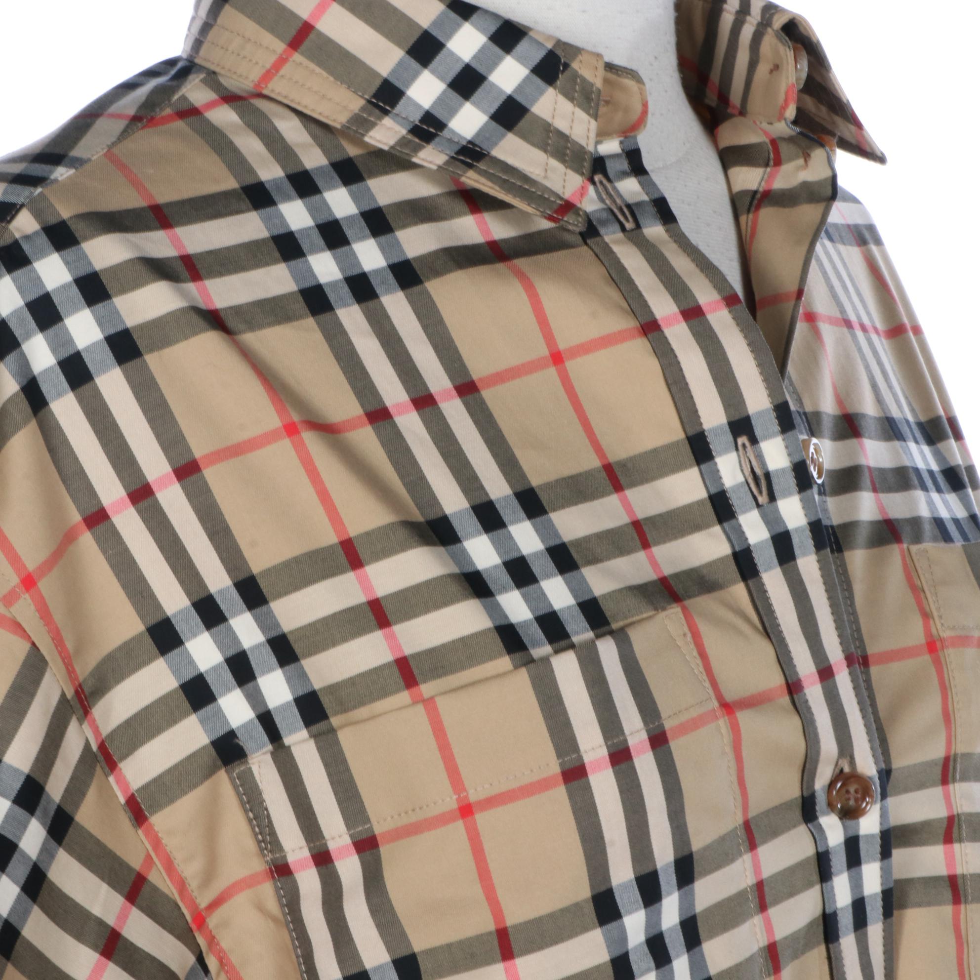 Burberry Carlota Unicorn Patch Short-Sleeve Shirt in Nova Check