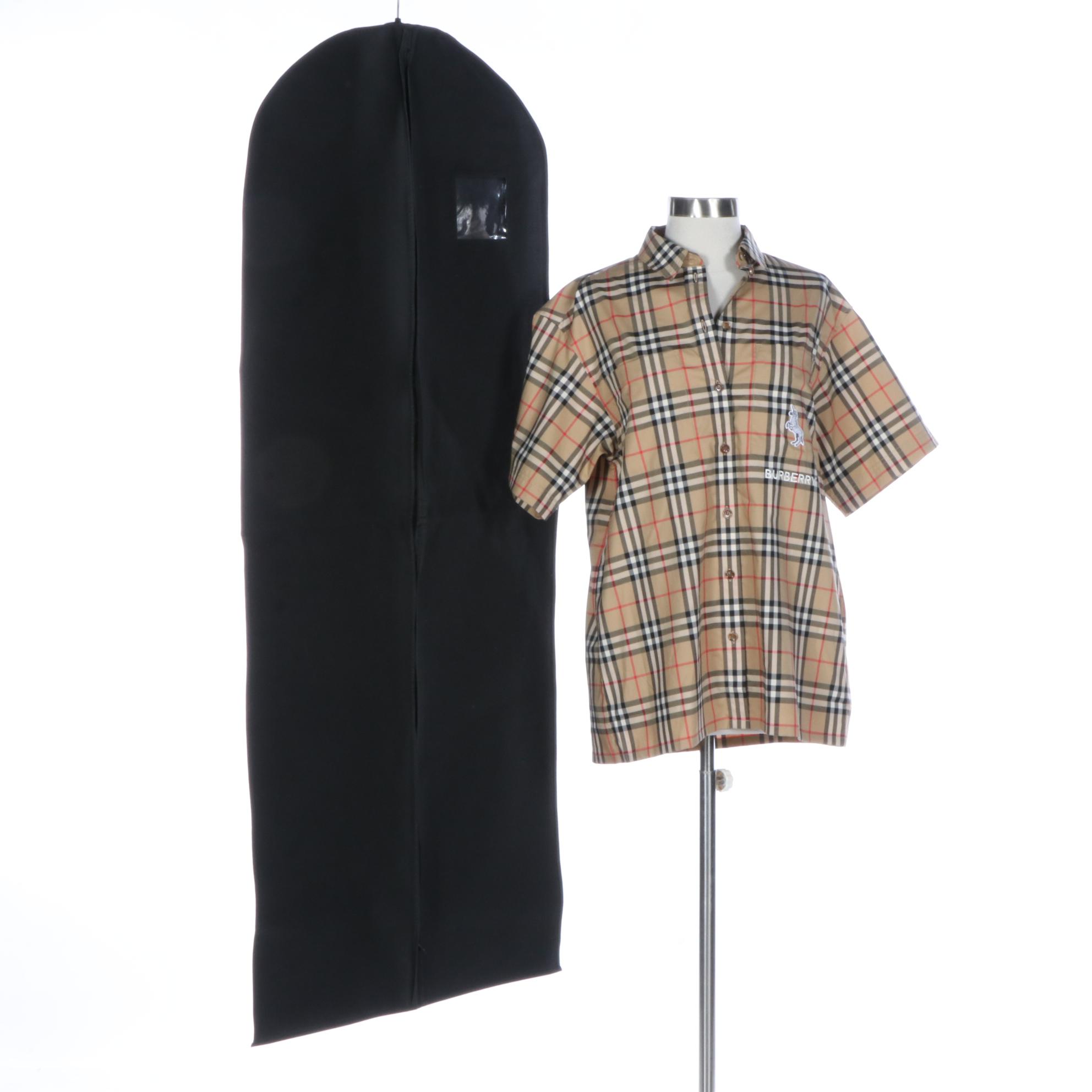 Burberry Carlota Unicorn Patch Short-Sleeve Shirt in Nova Check