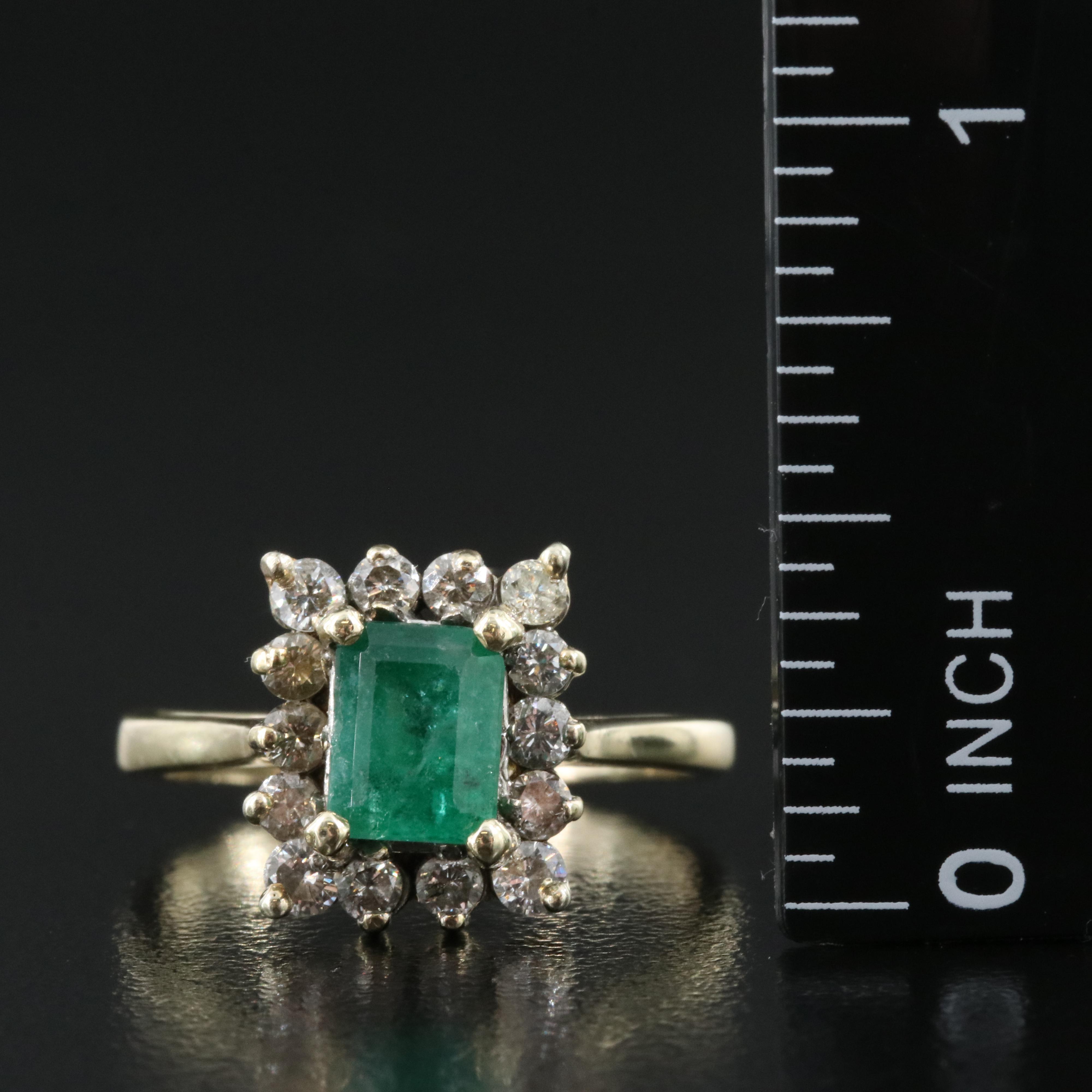 14K 1.25 Emerald and Diamond Ring