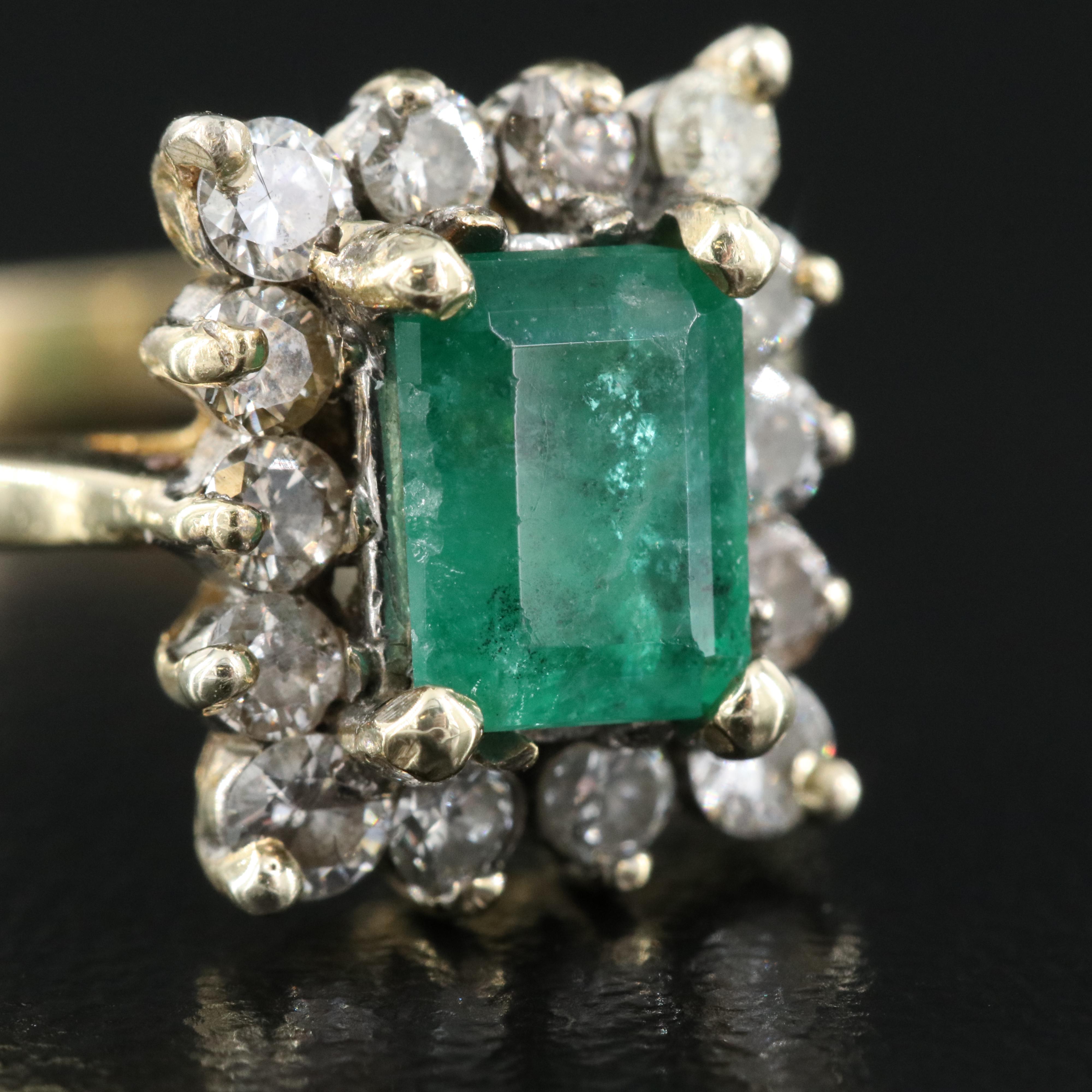 14K 1.25 Emerald and Diamond Ring