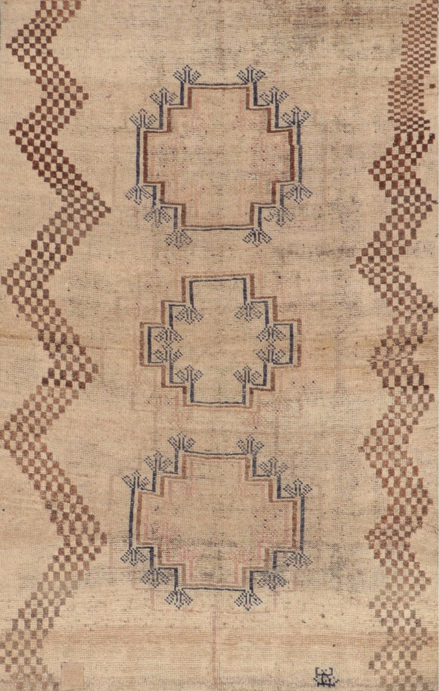 5' x 7'6 Hand-Knotted Signed Afghan Khotan Area Rug