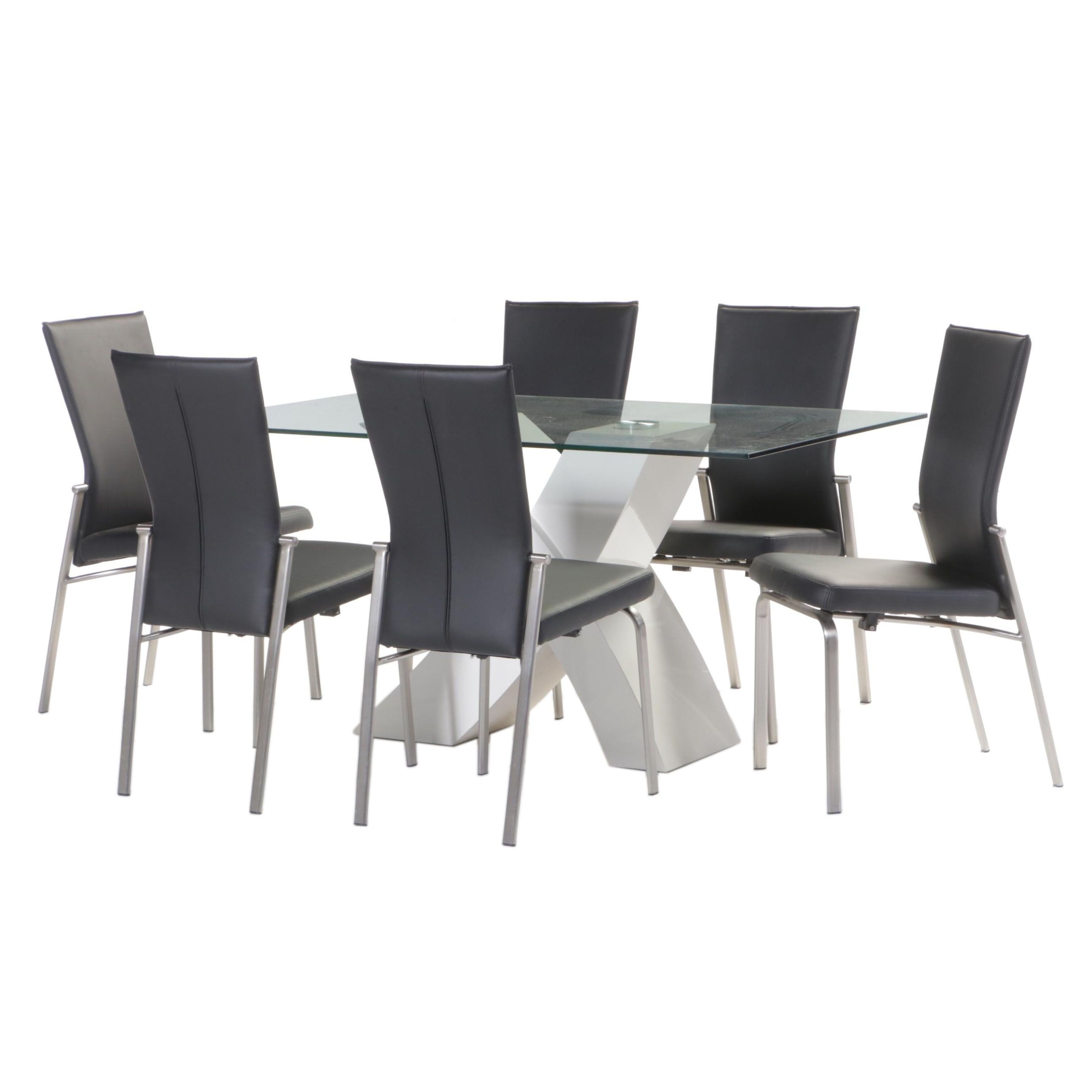 Seven-Piece Modernist Style Dining Set, Including Chintaly Imports