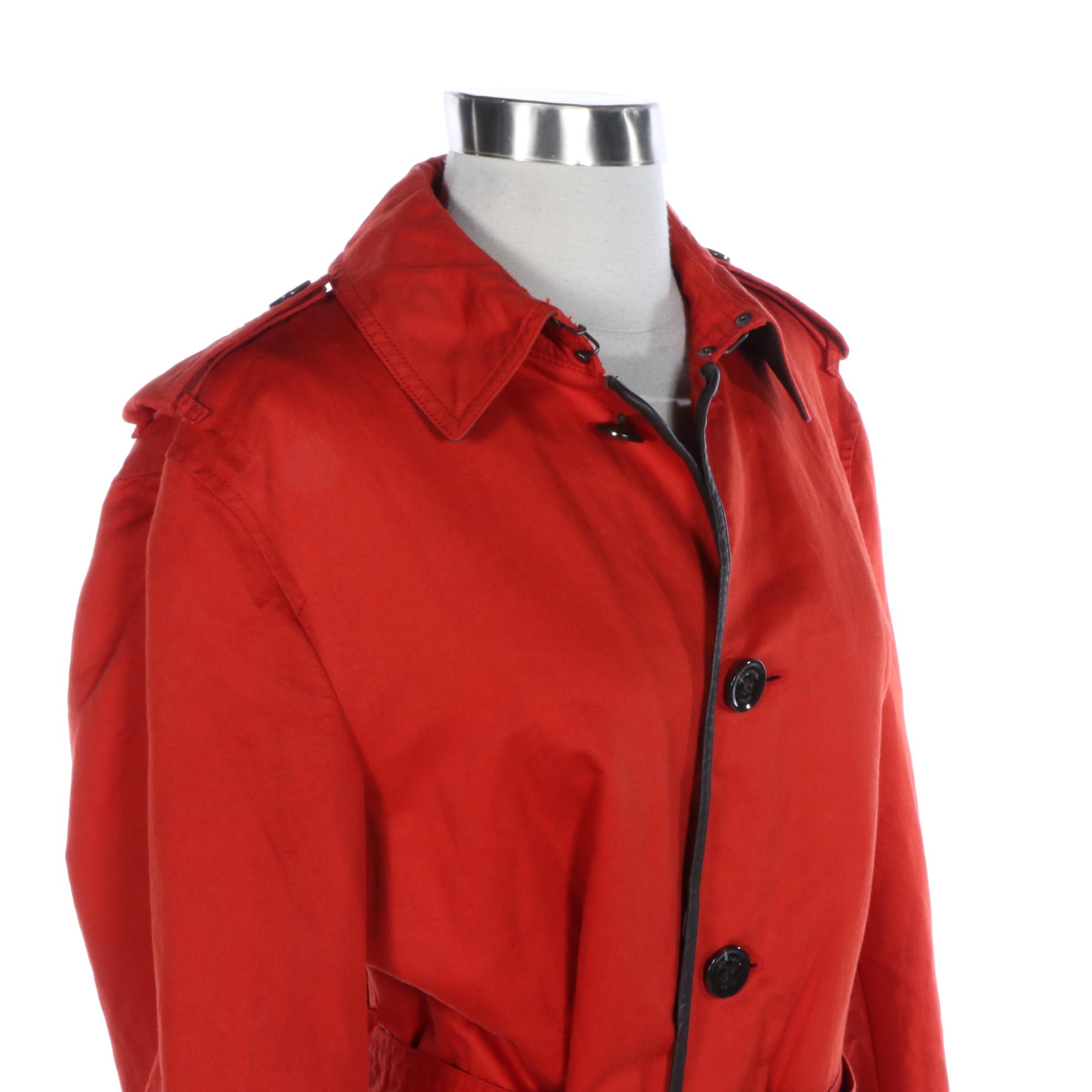 Burberry Brit Single-Breasted Trench Coat in Twill Blend with Leather Trim