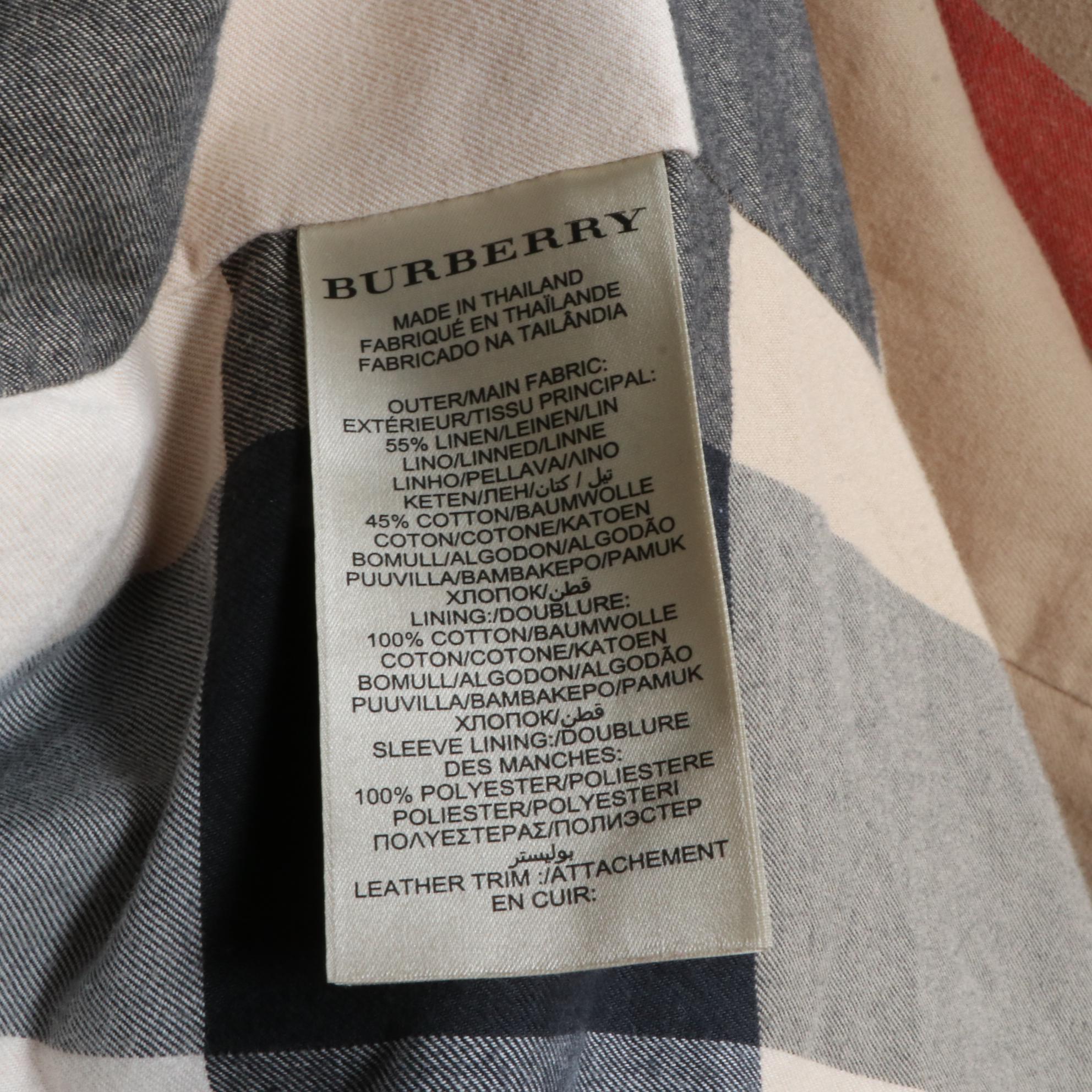 Burberry Brit Single-Breasted Trench Coat in Twill Blend with Leather Trim