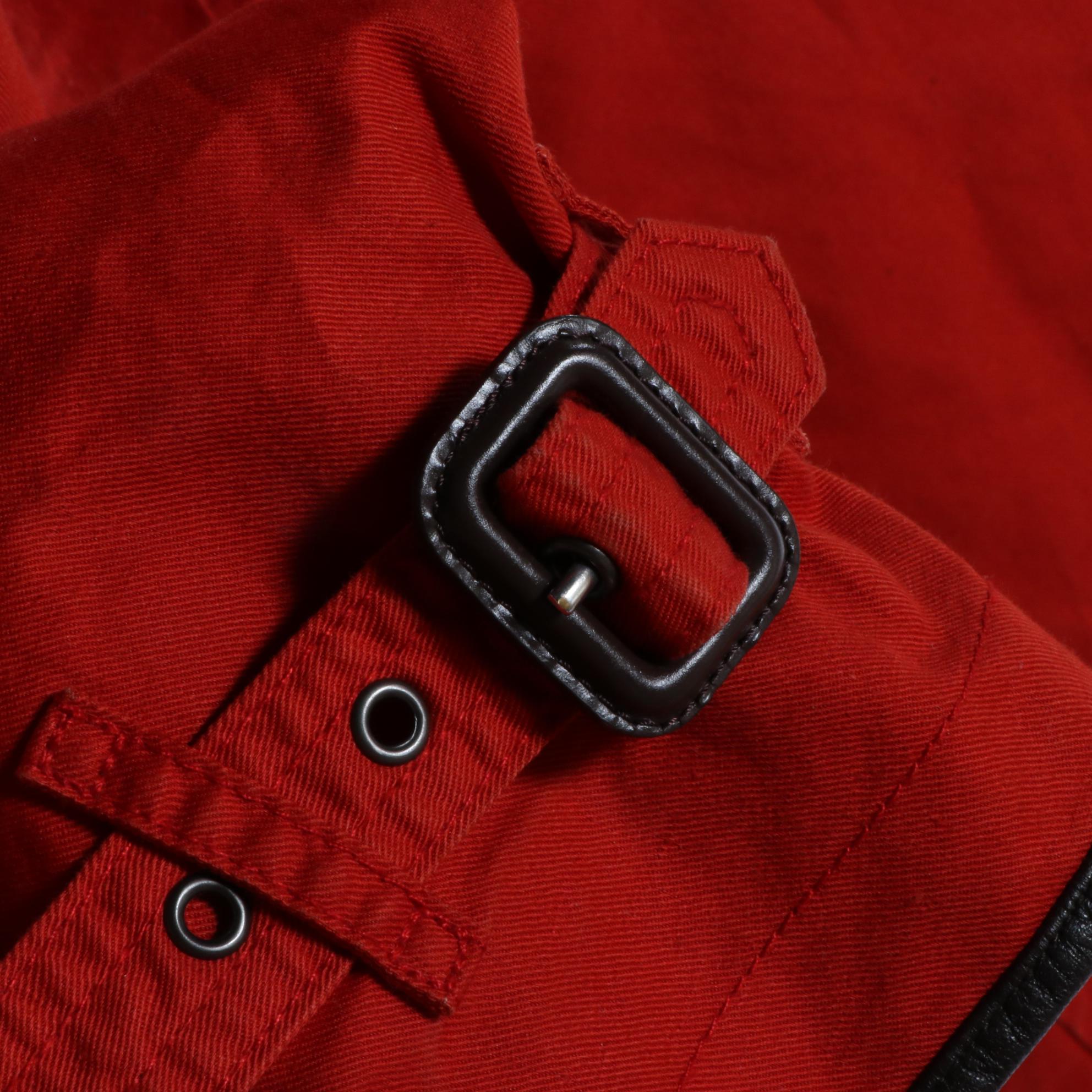 Burberry Brit Single-Breasted Trench Coat in Twill Blend with Leather Trim