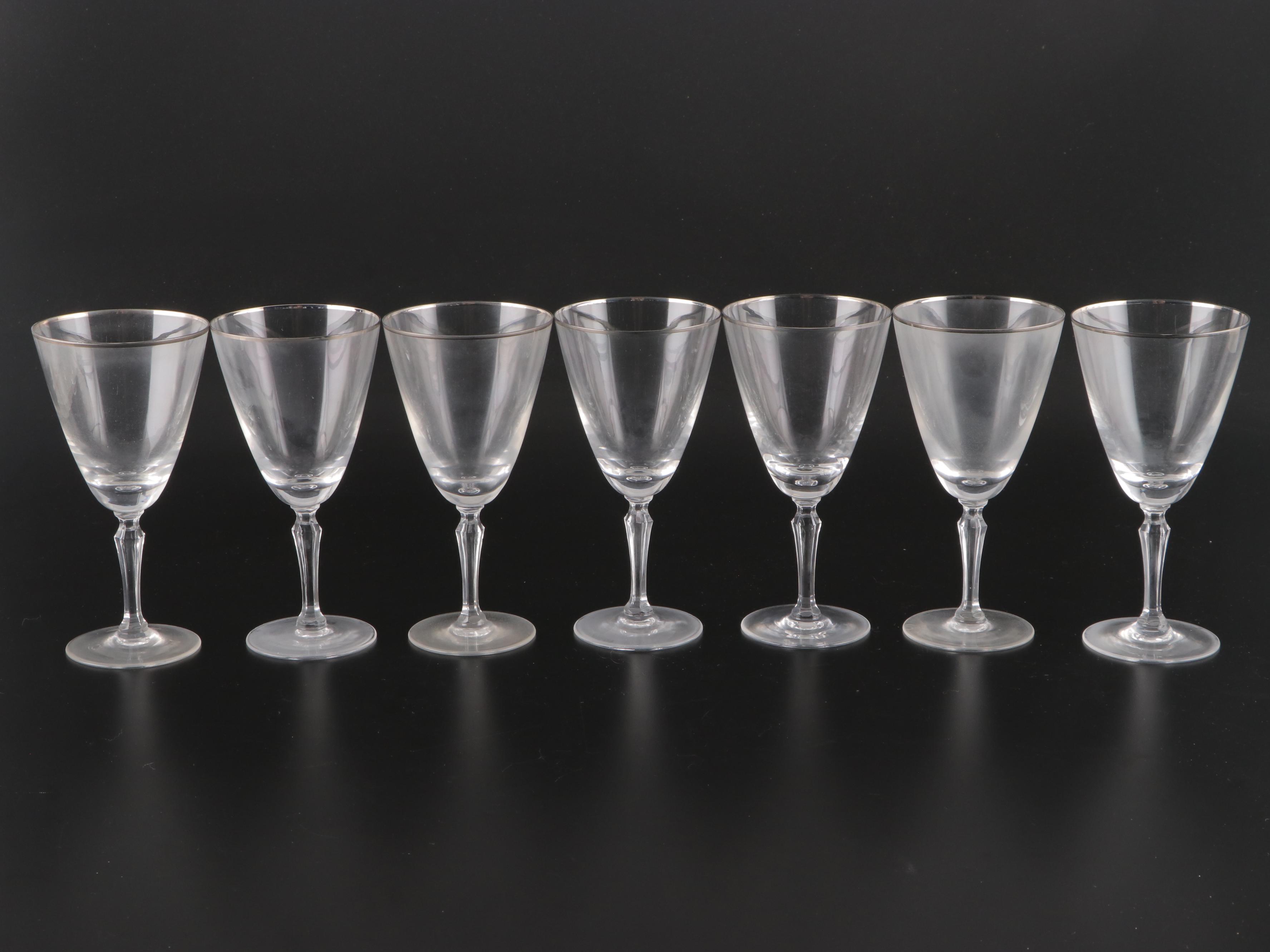 Platinum Rim Glass Stemware, Mid-20th Century
