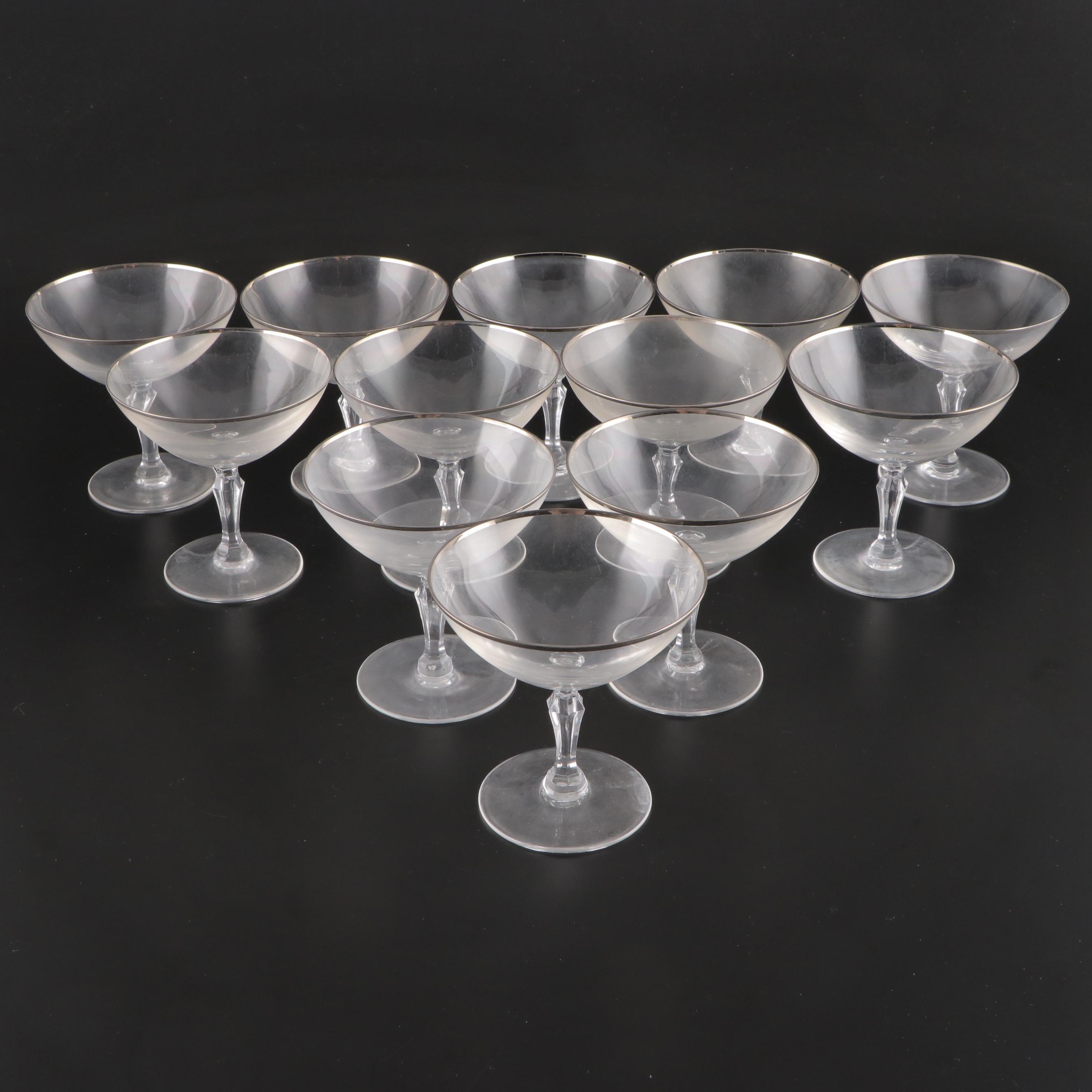Platinum Rim Glass Stemware, Mid-20th Century