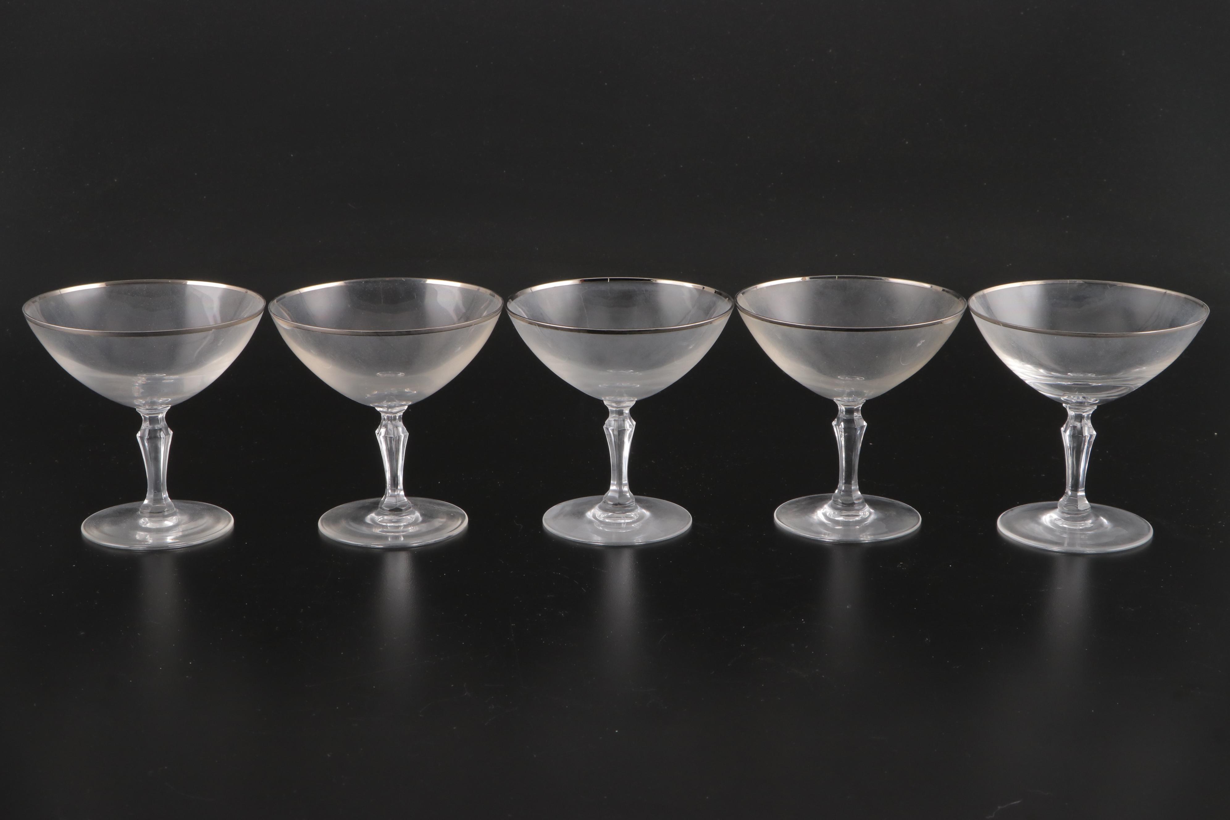 Platinum Rim Glass Stemware, Mid-20th Century