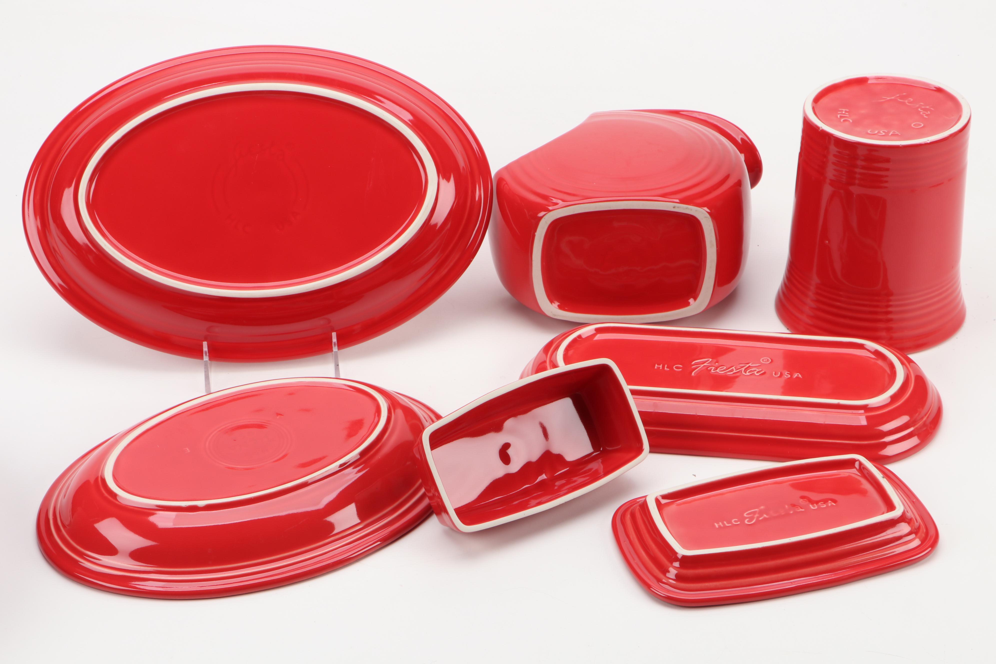 Homer Laughlin "Fiesta" Pitcher and Serving Pieces