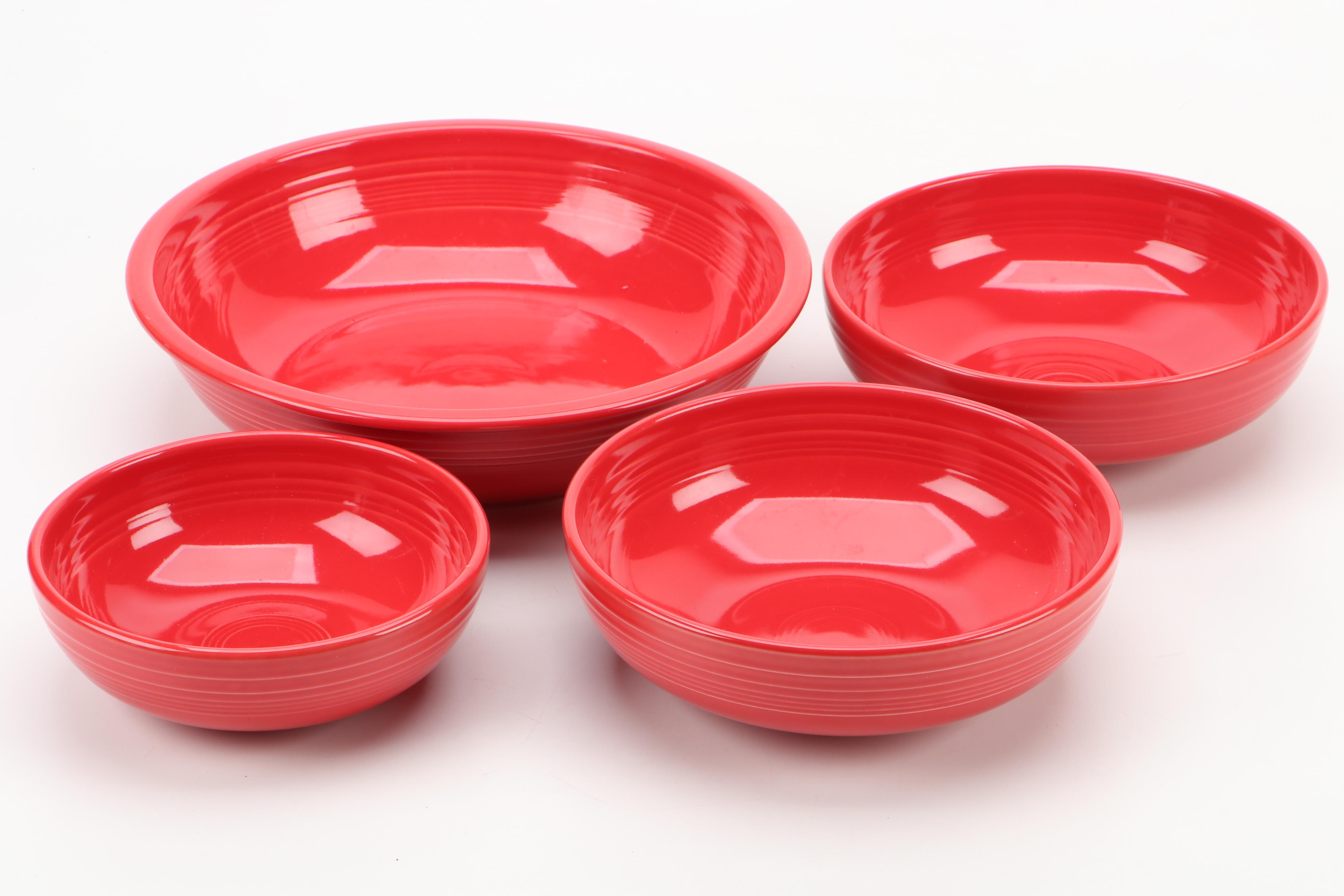 Homer Laughlin "Fiesta" Pitcher and Serving Pieces