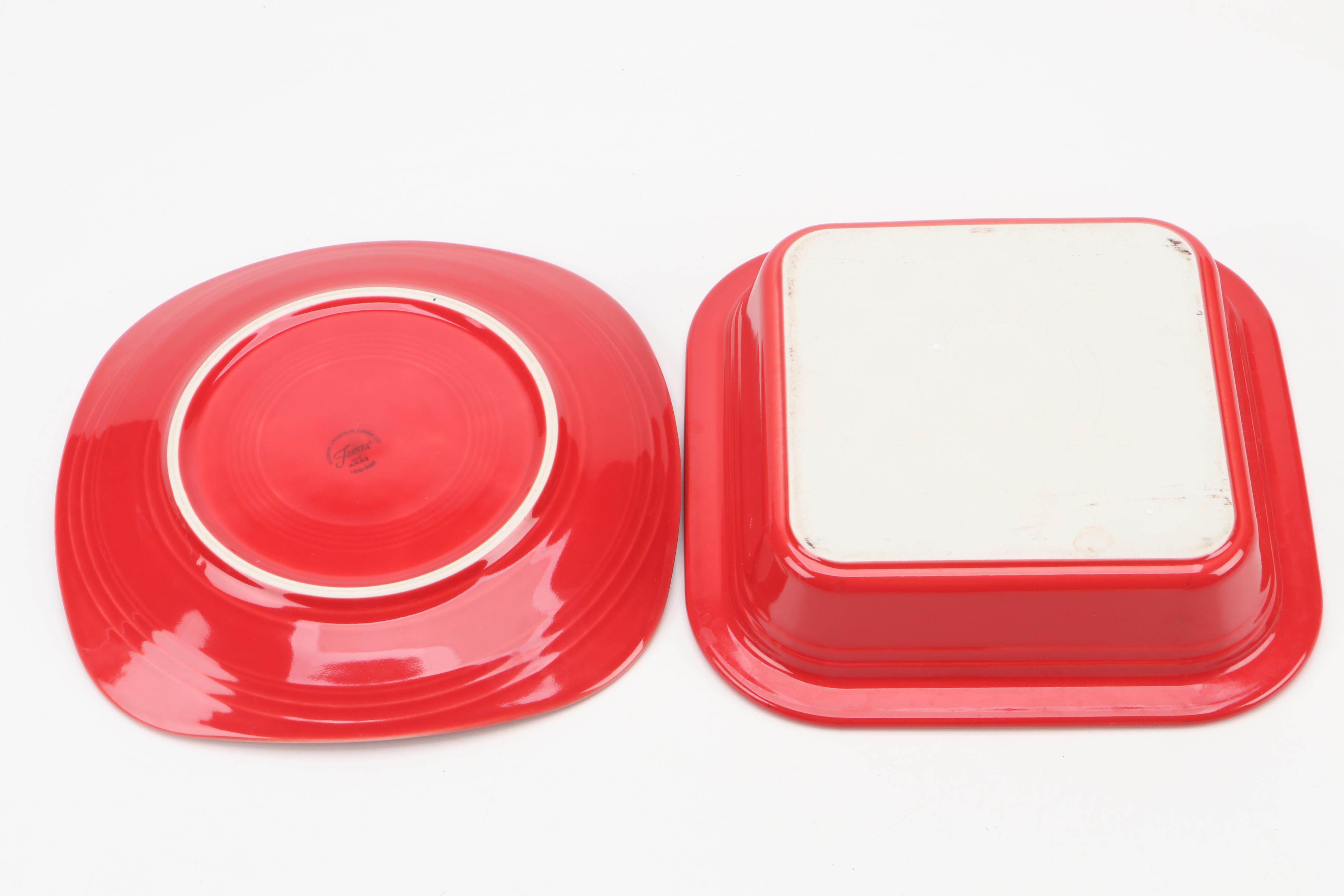 Homer Laughlin "Fiesta" Pitcher and Serving Pieces