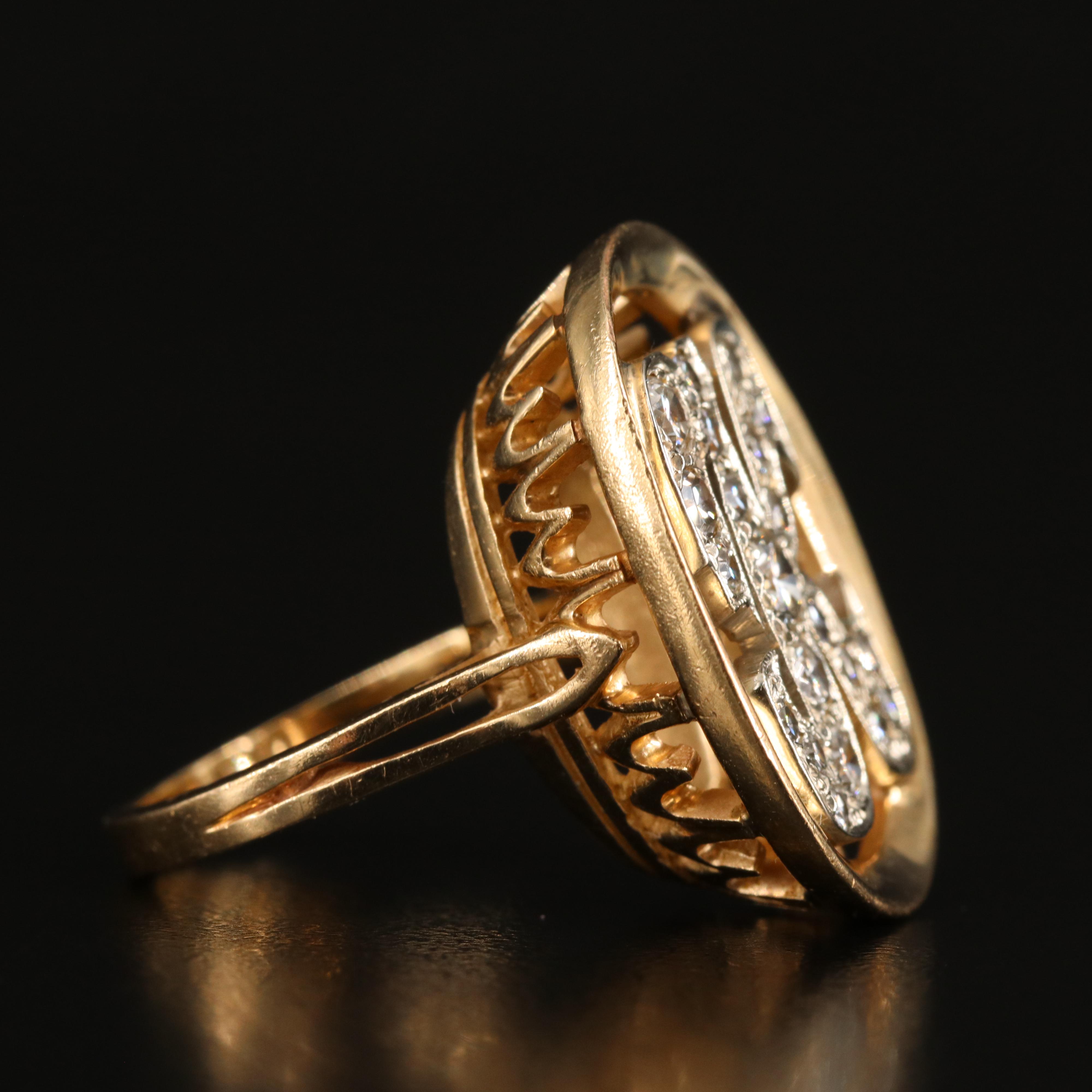 Vintage 14K 0.71 CTW Diamond "K" Monogram Ring