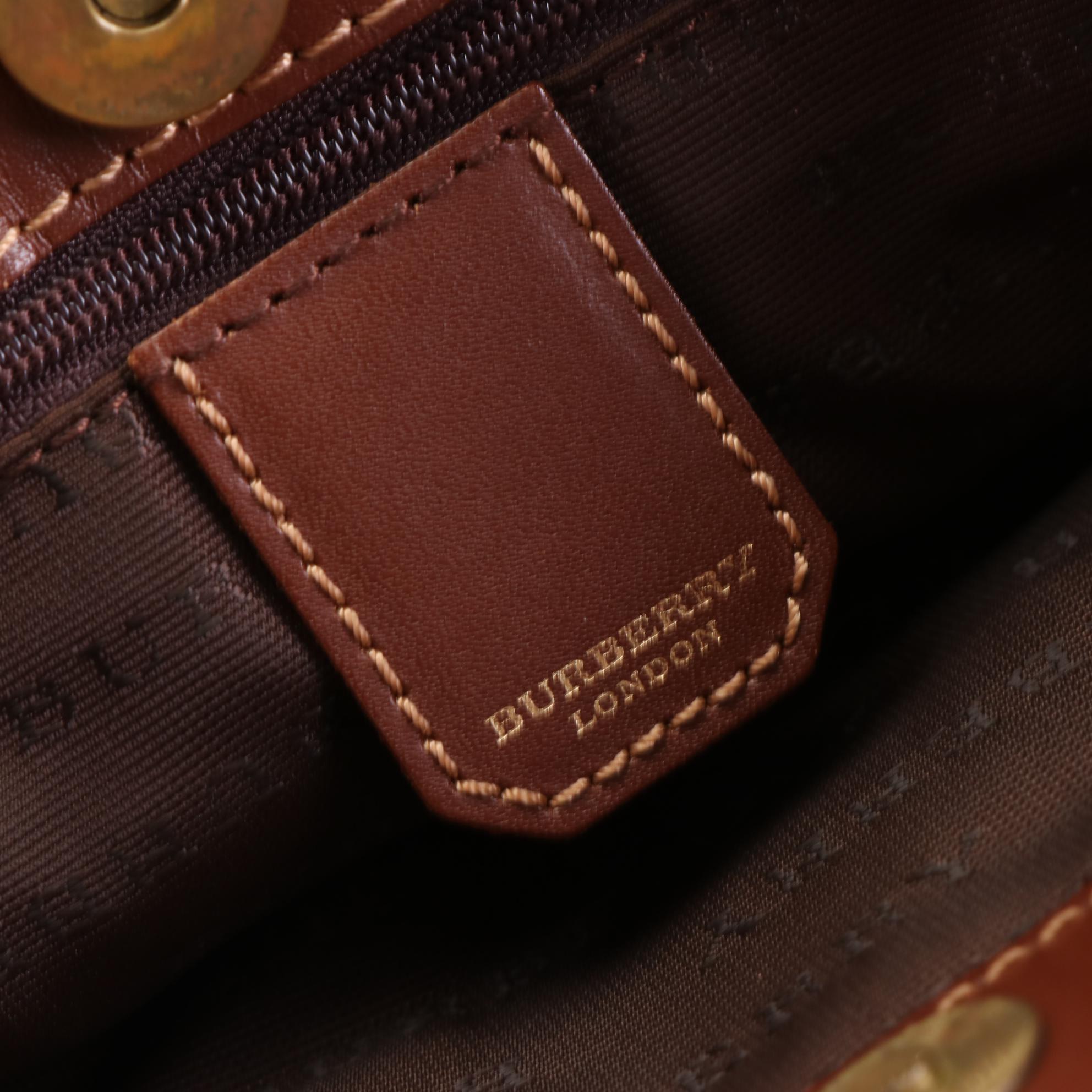 Burberry Haymarket Check Coated Canvas Tote with Leather Straps