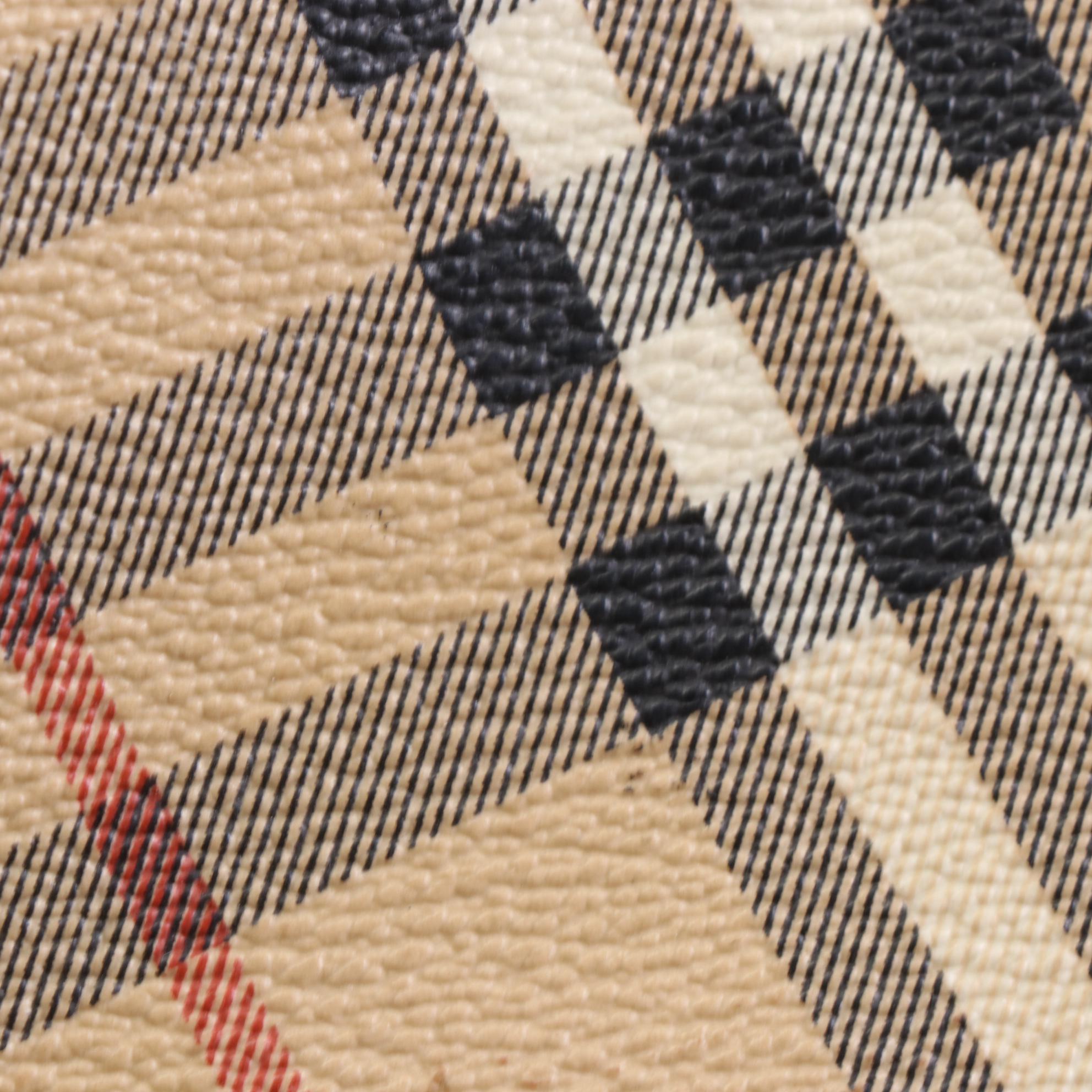 Burberry Haymarket Check Coated Canvas Tote with Leather Straps