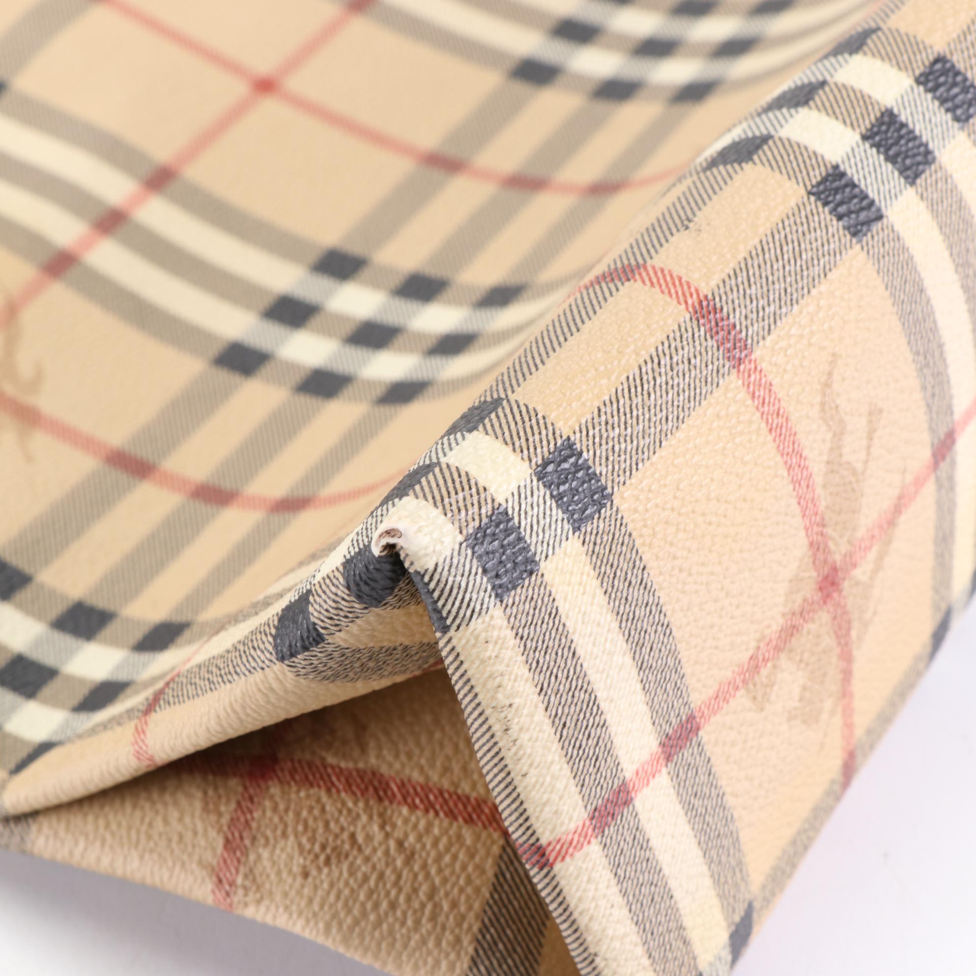 Burberry Haymarket Check Coated Canvas Tote with Leather Straps