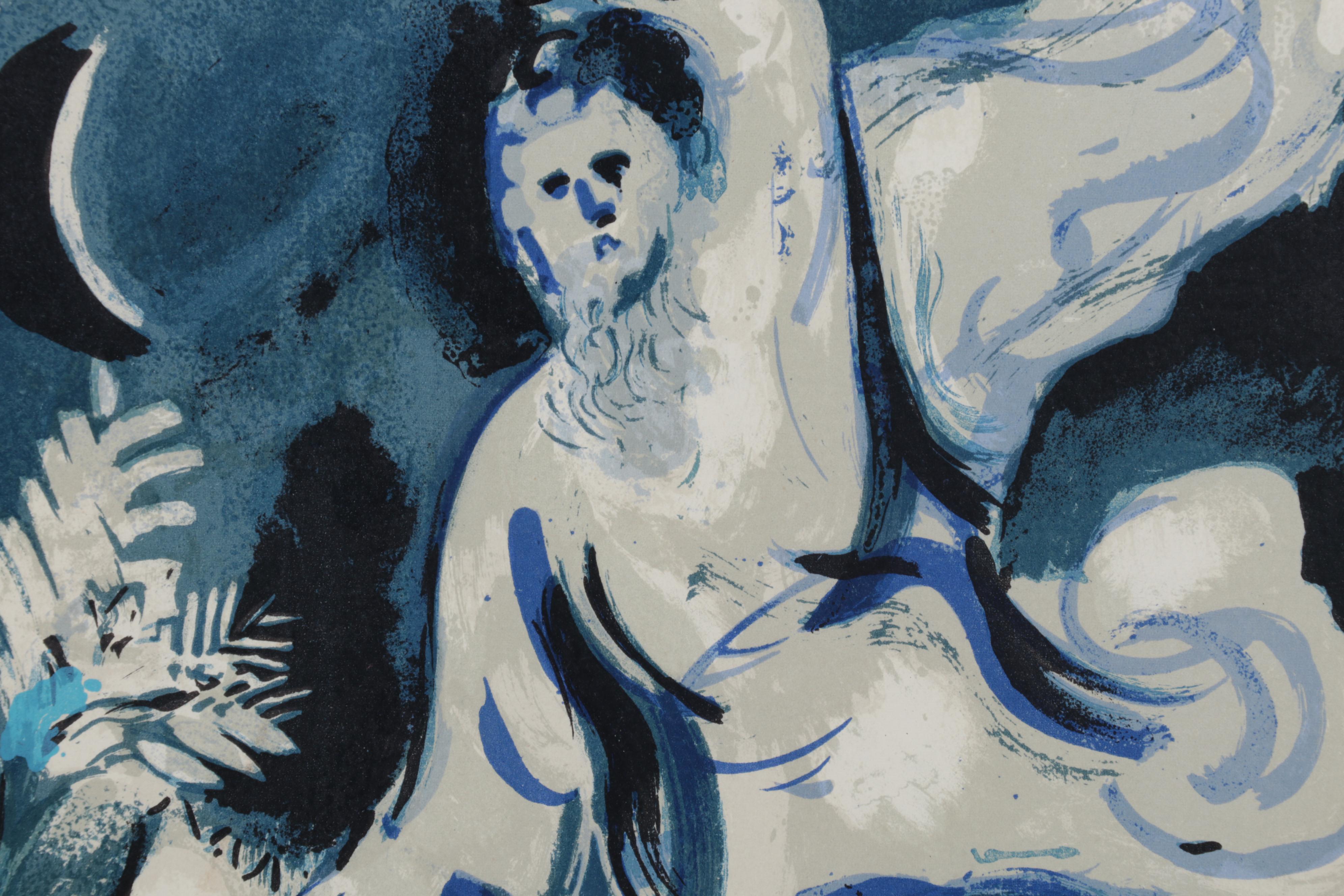 Marc Chagall Color Lithograph Cover "Drawings for the Bible" From "Verve," 1960