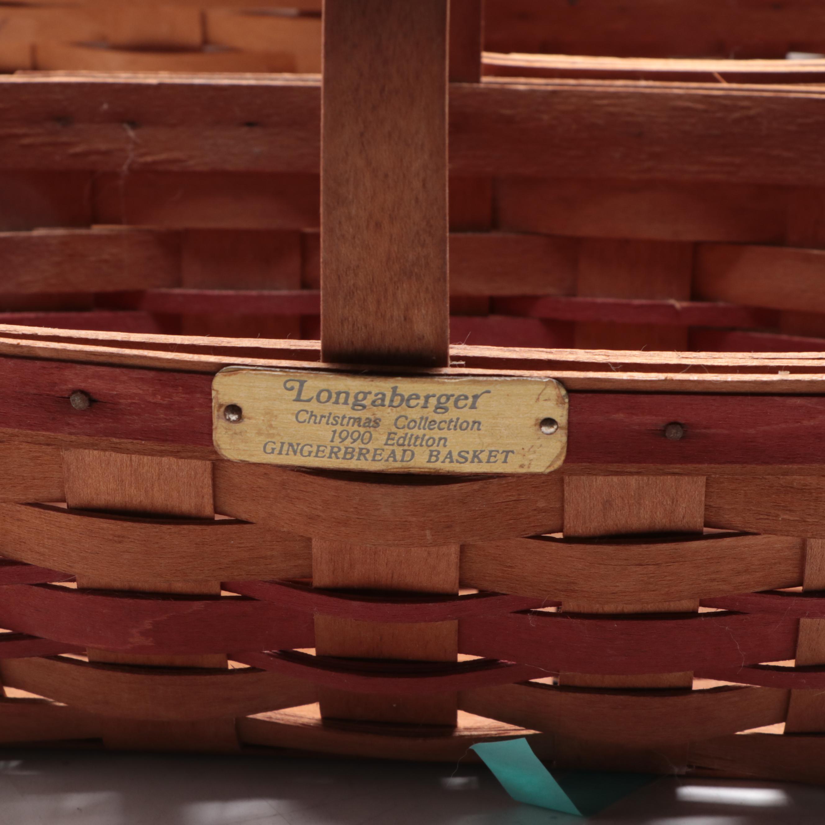Longaberger 1997 Signed Bountiful Harvest Basket with Other Handwoven Baskets