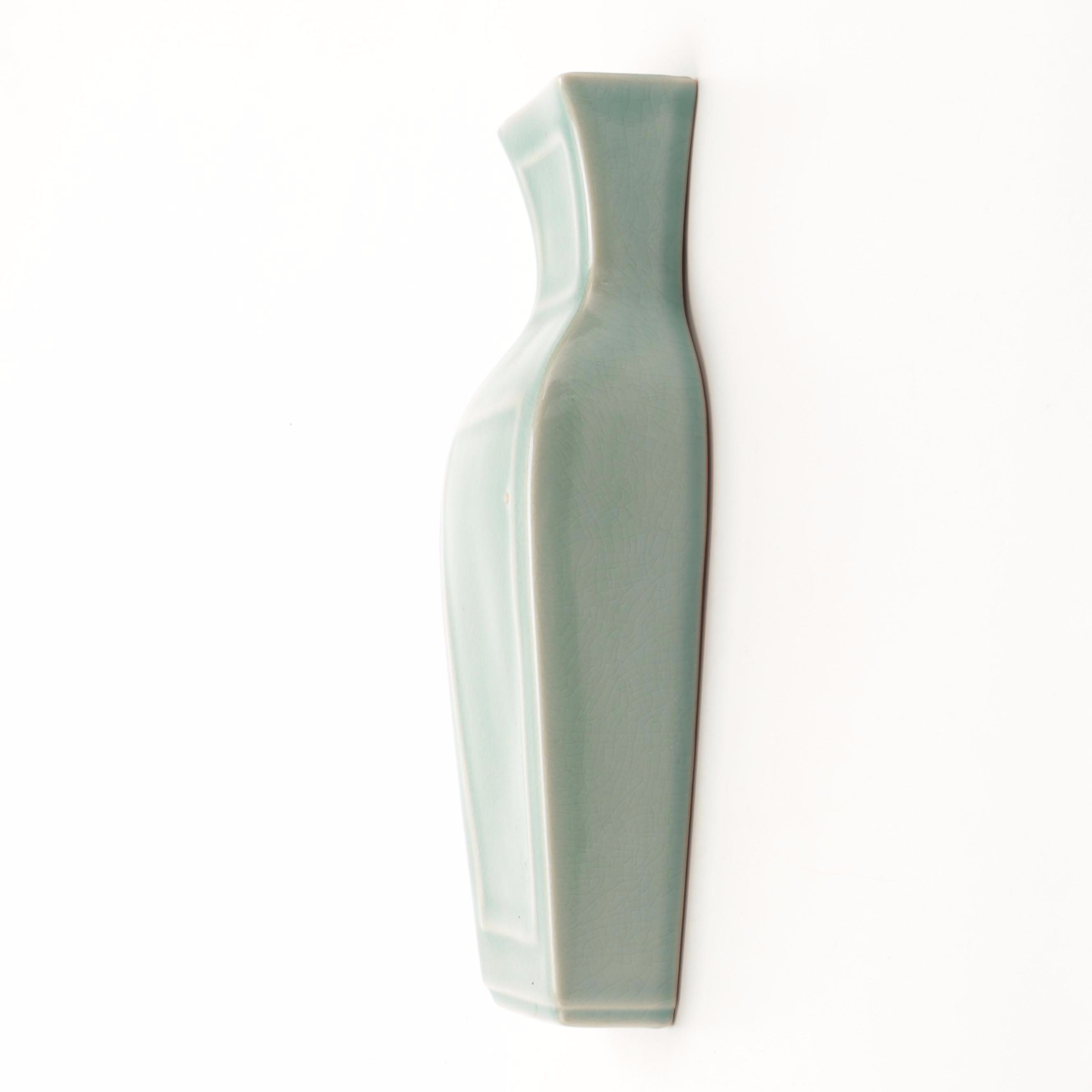 Maitland-Smith Celadon Wall Pocket With Decorative Porcelain Plate