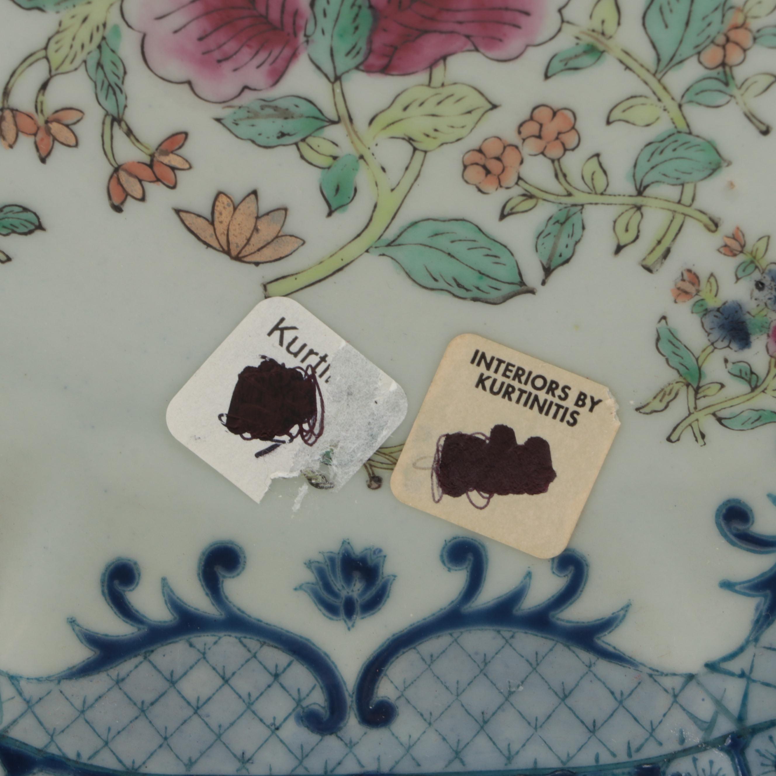 Maitland-Smith Celadon Wall Pocket With Decorative Porcelain Plate