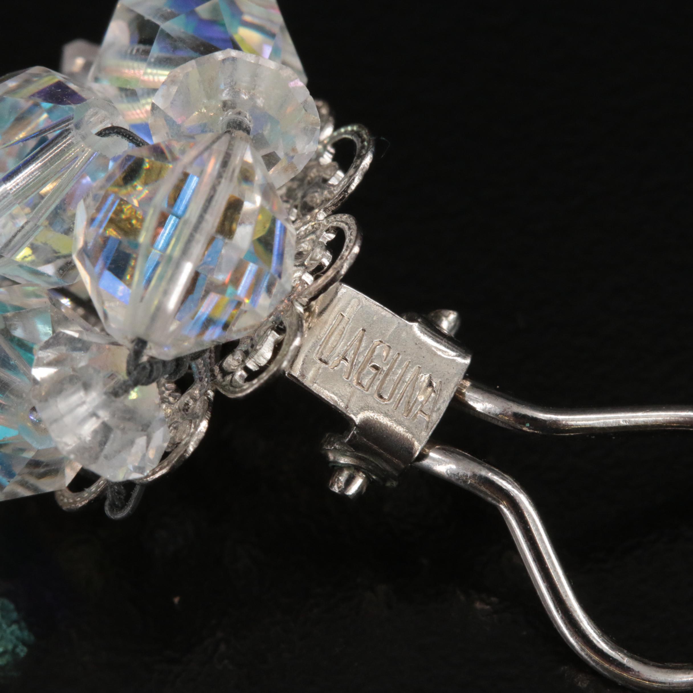 Vintage Brooch and Earrings Featuring Rhinestones