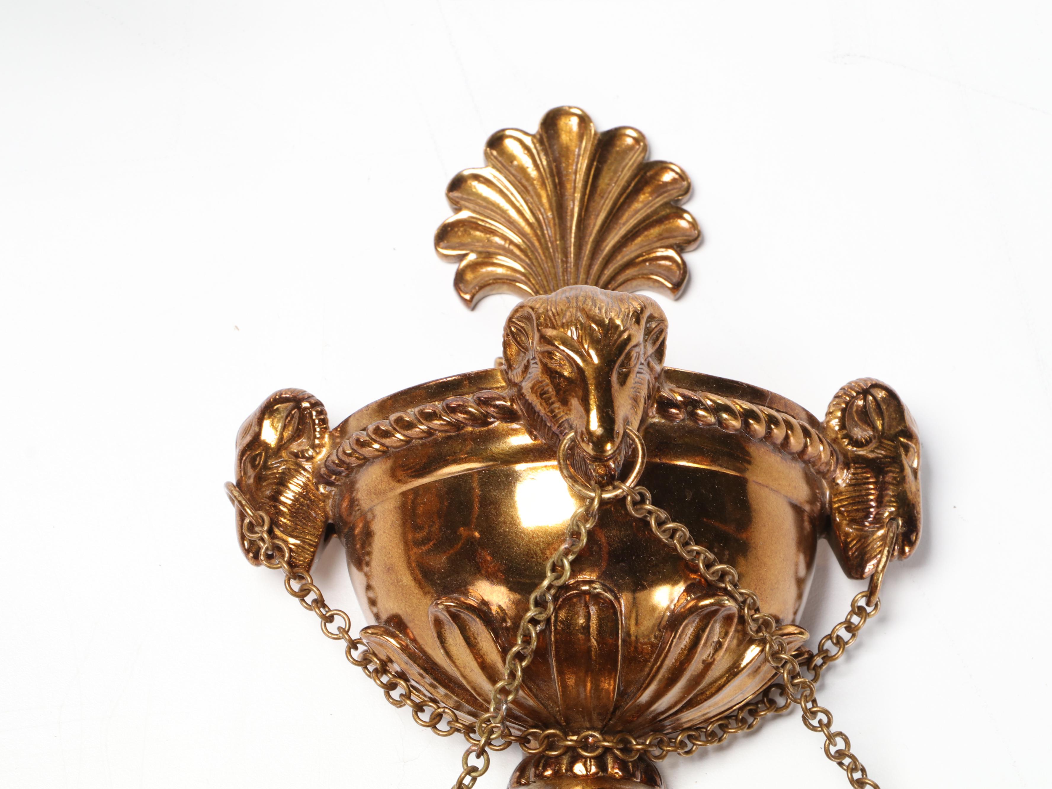 Pair of French Empire Style Scrolled Gilt Metal Candle Sconces