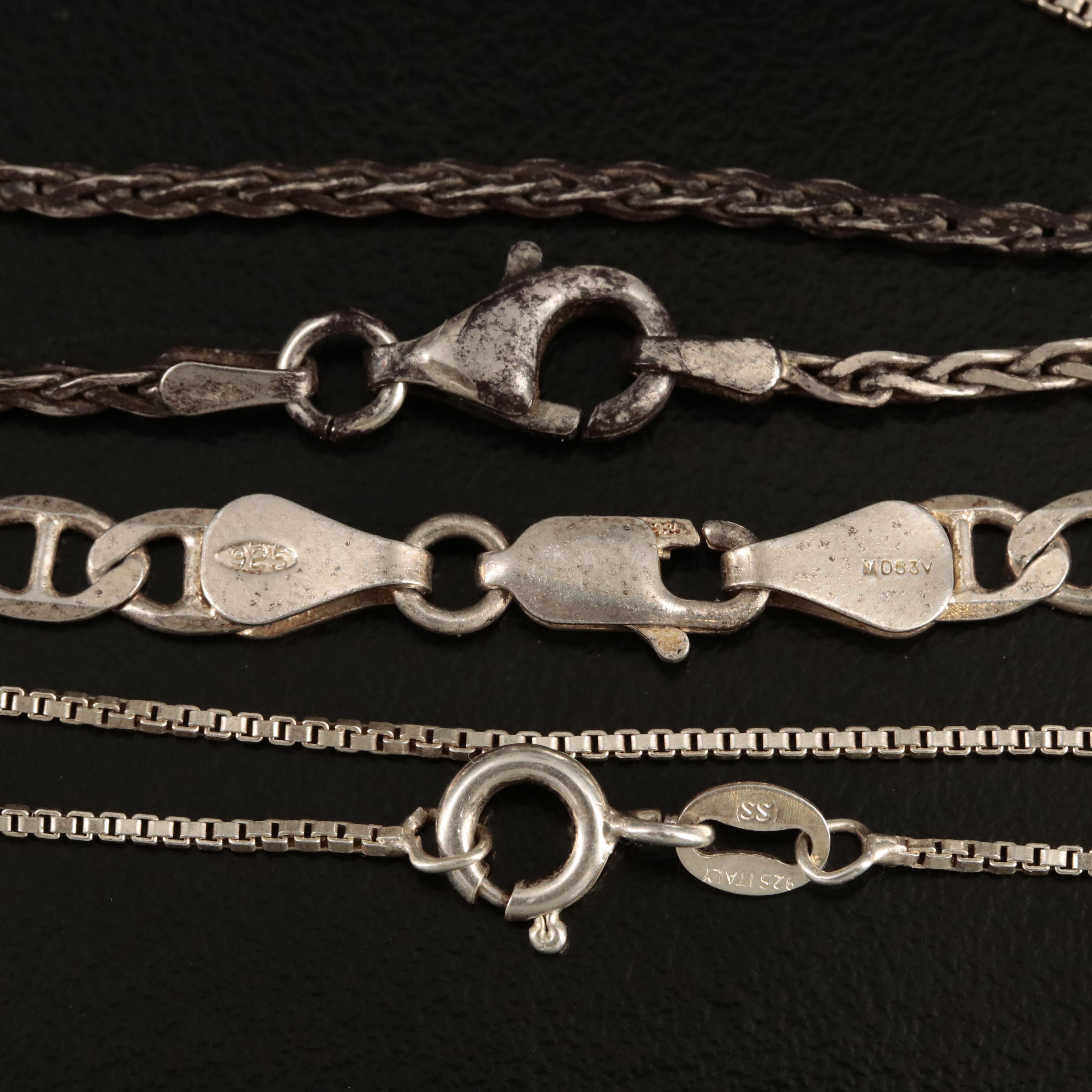 Sterling Carved Bone Totem Necklaces with Tiger's Eye and Labradorite Accents