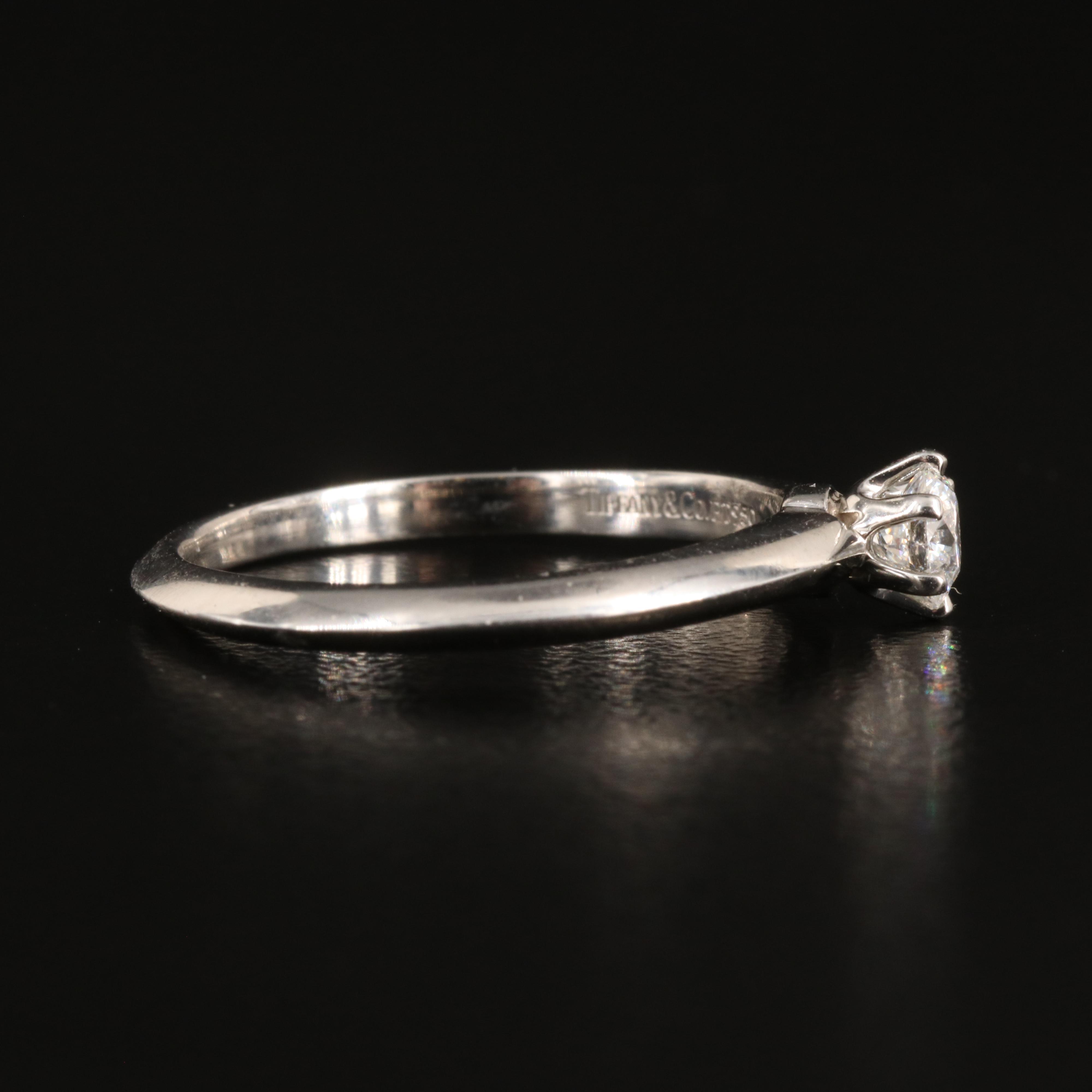 Tiffany & Co. Platinum 0.26 CT Diamond Solitaire Knife-Edge Ring