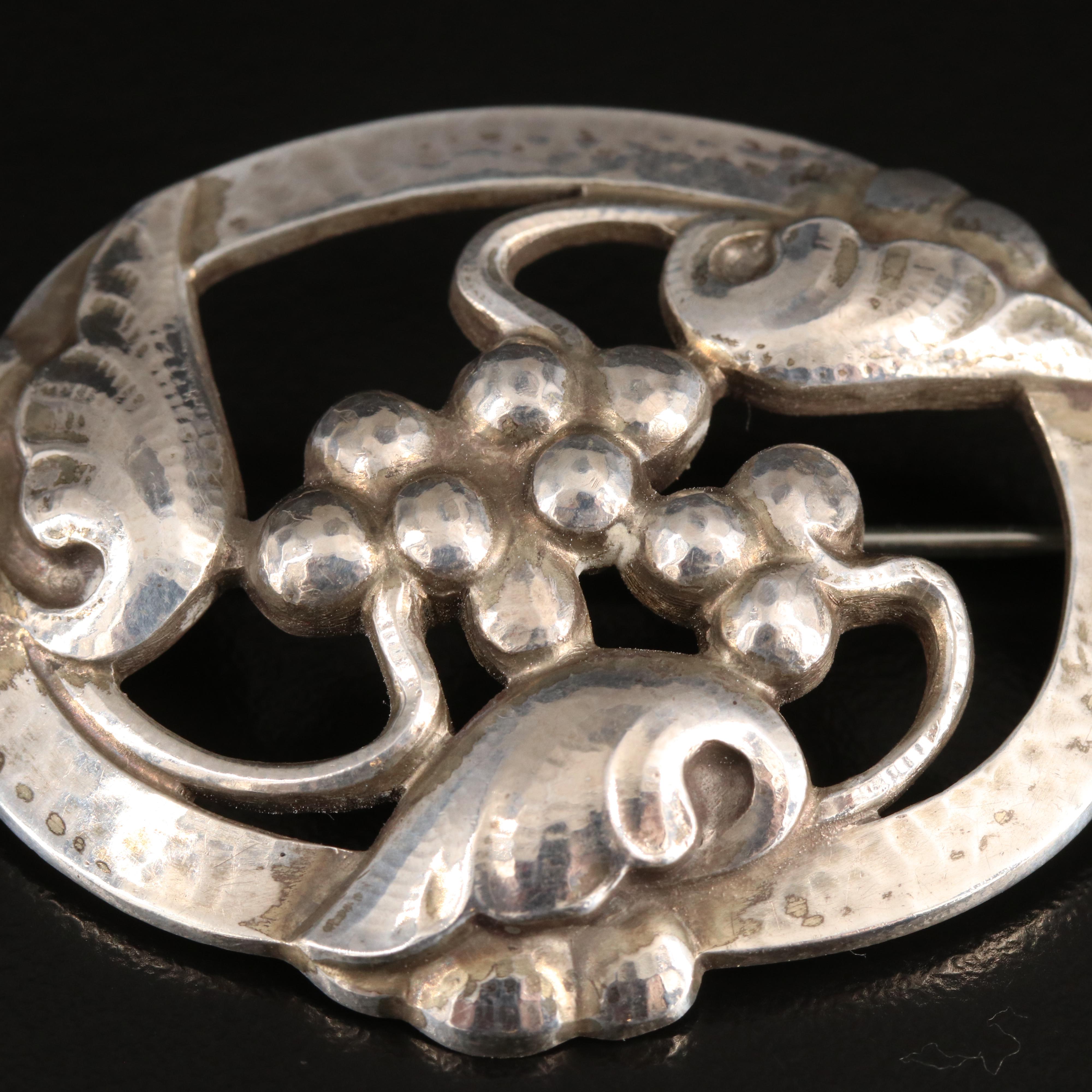 Georg Jensen "Moonlight Grapes" Sterling Brooch