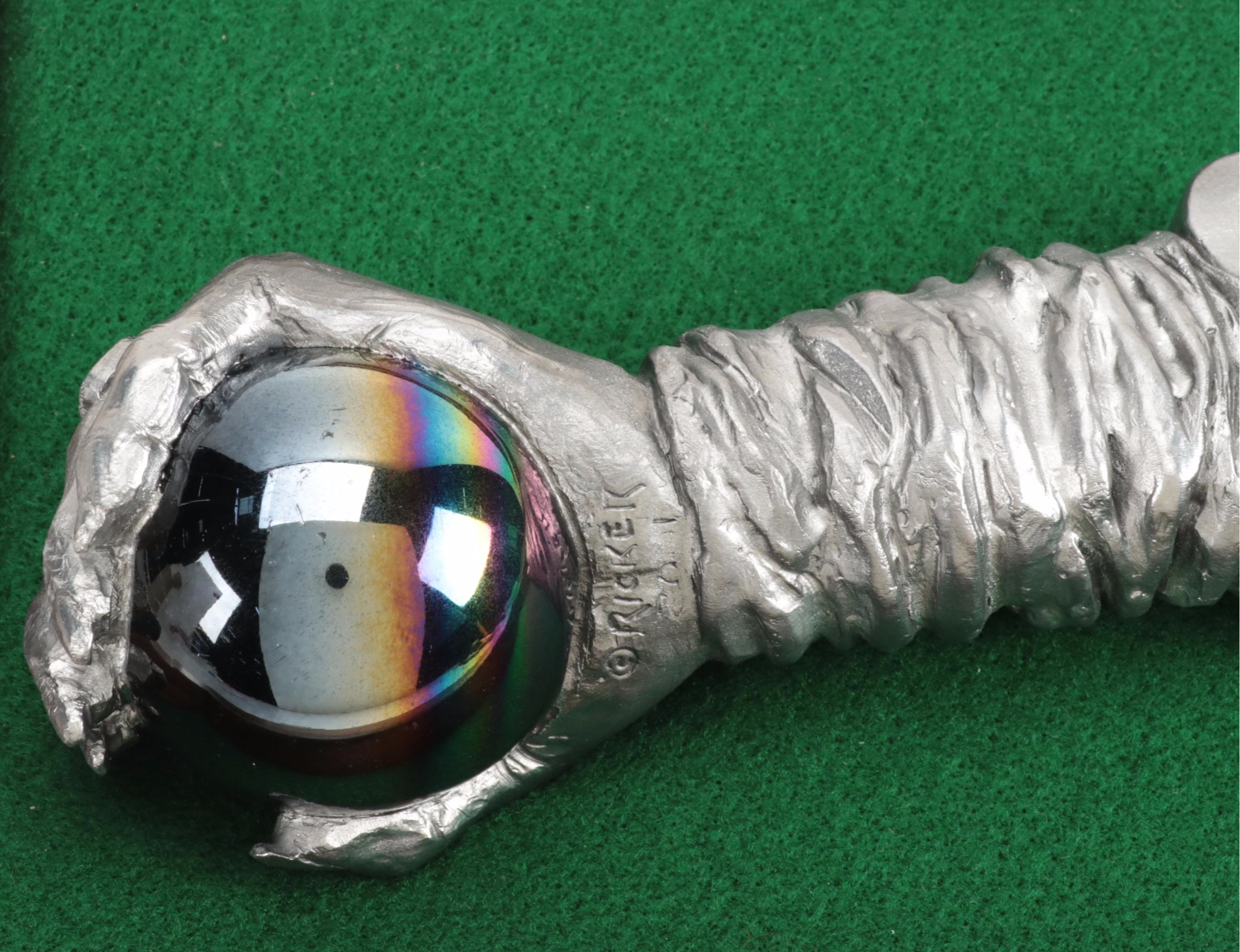 Michael Ricker Limited Edition Hand With Orb Handle Knife in Case, 2001