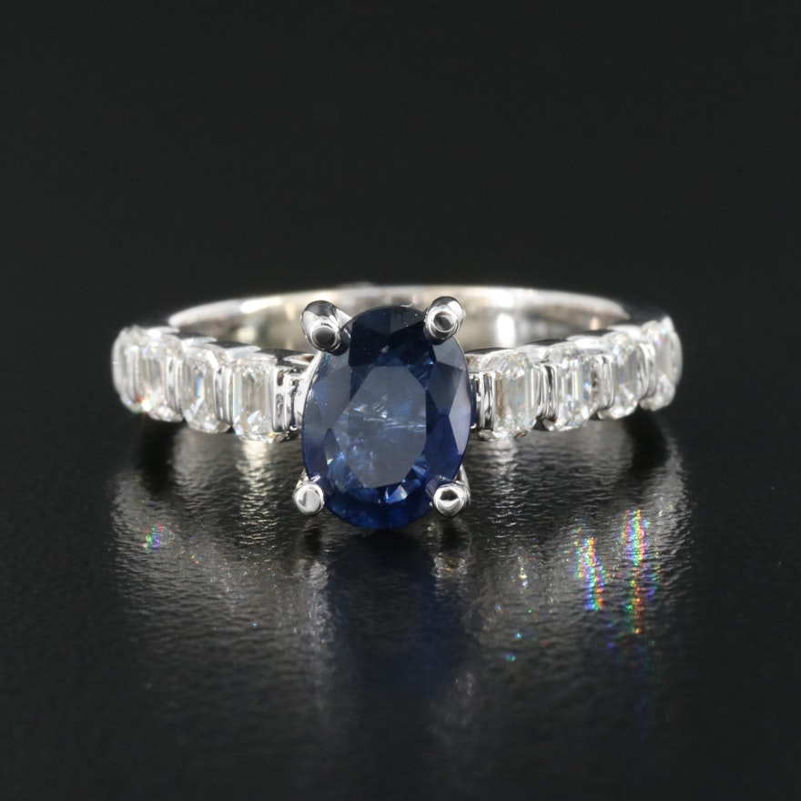 14K 1.16 CT Sapphire and Diamond Ring