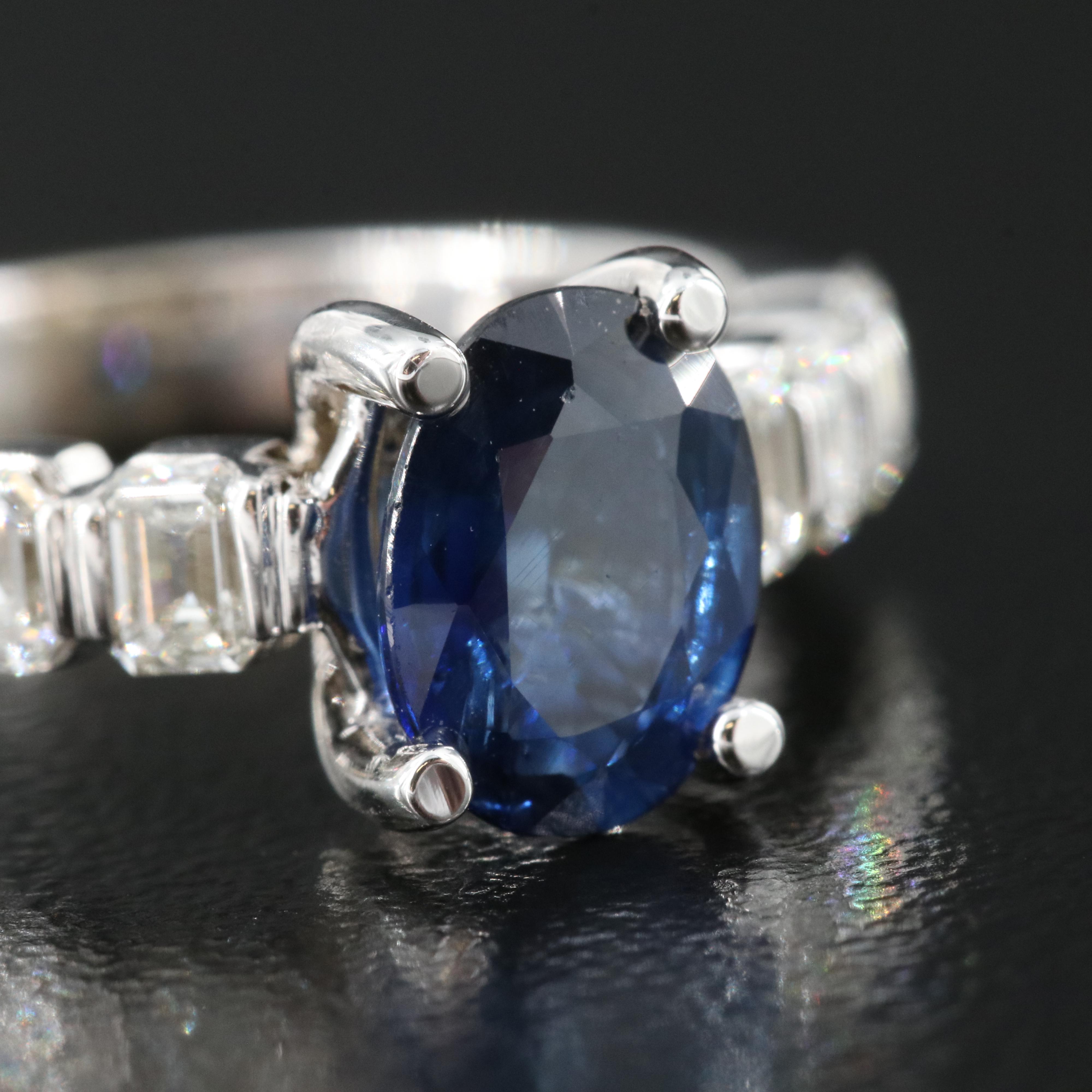 14K 1.16 CT Sapphire and Diamond Ring