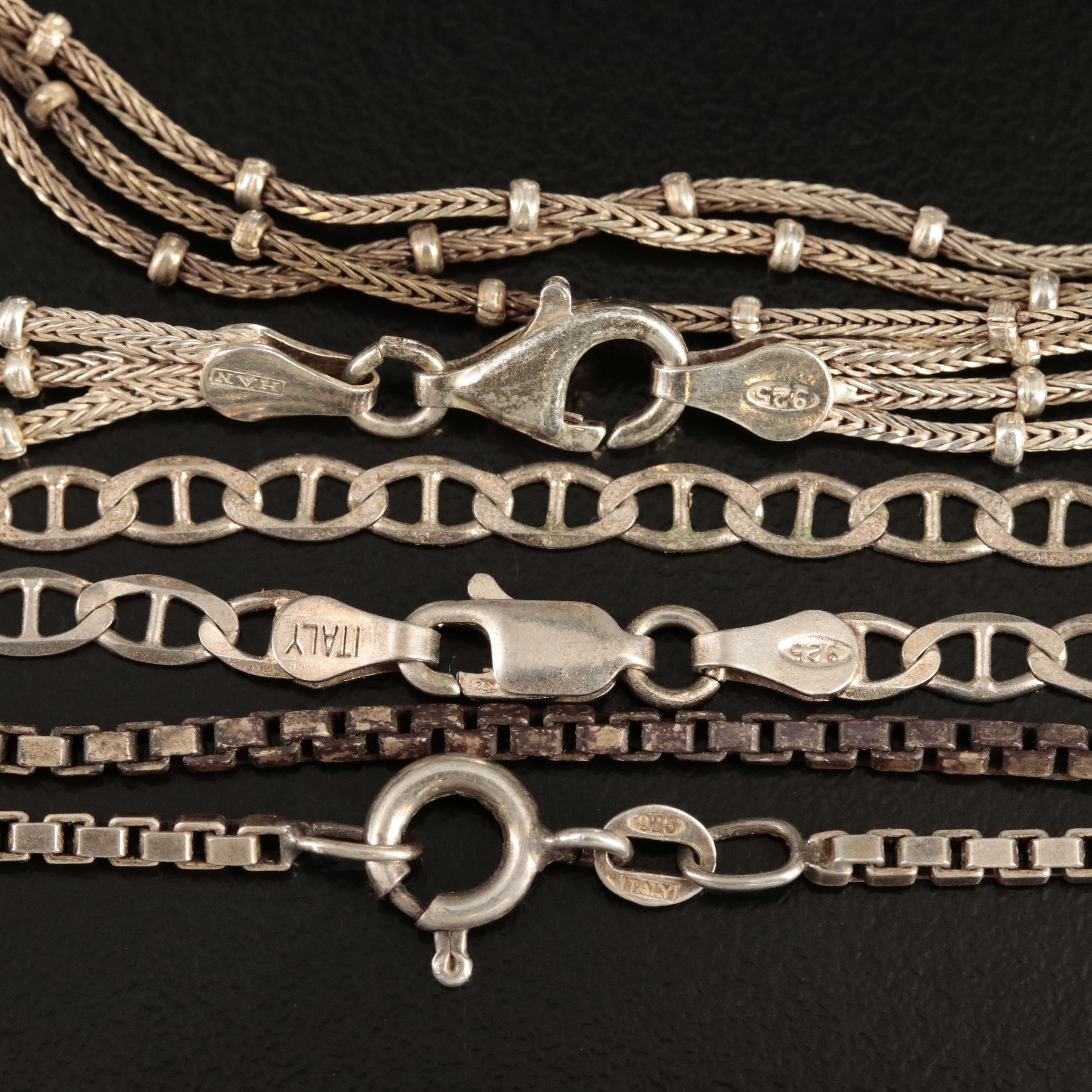 Sterling Carved Bone Totem Necklaces with Black Onyx Accents