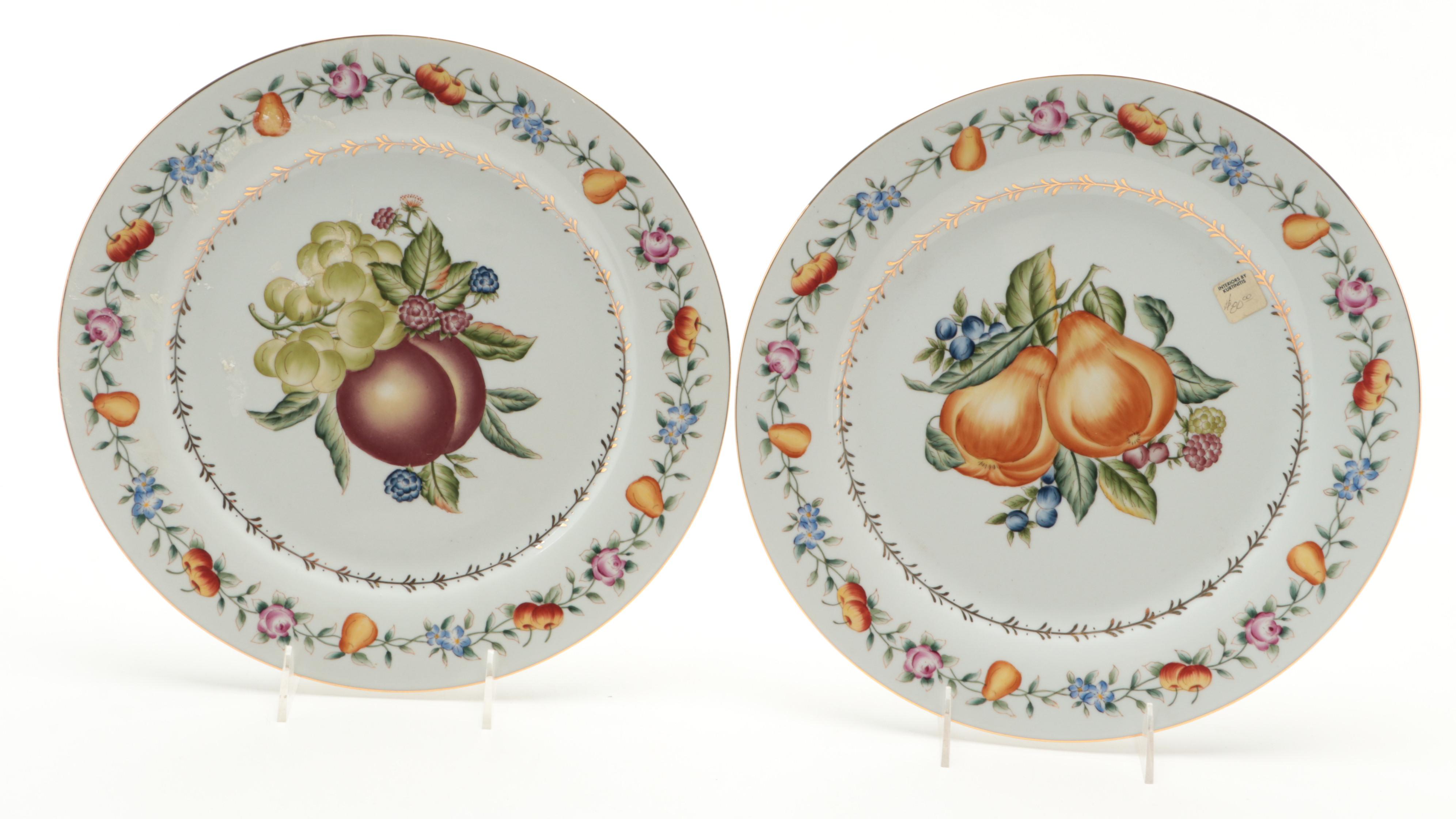 Speer Collectibles and Other Bone China Fruit Theme Decorator Plates, Bowl