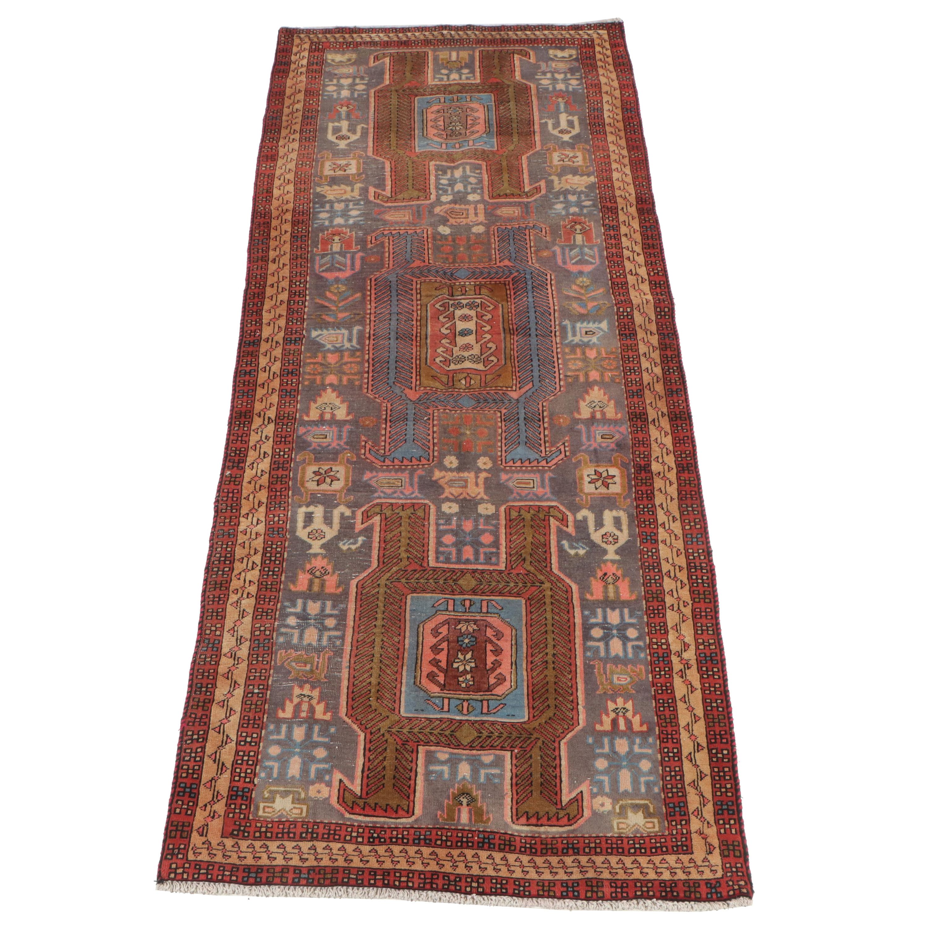 3'7 x 9'4 Hand-Knotted Caucasian Lenkoran Long Rug