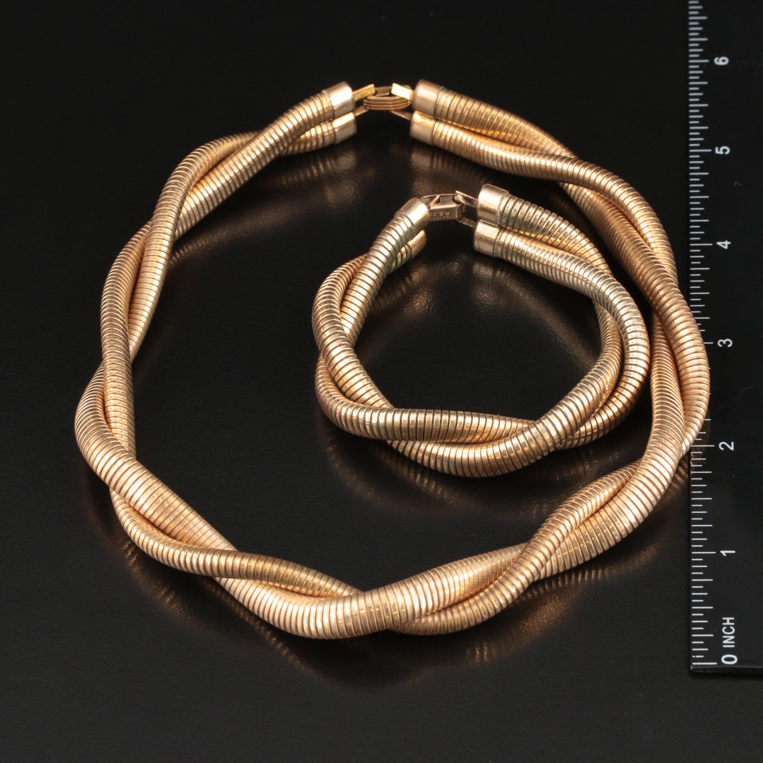 Retro Plainville Stock Co. Tubogas Coil Necklace and Bracelet Set