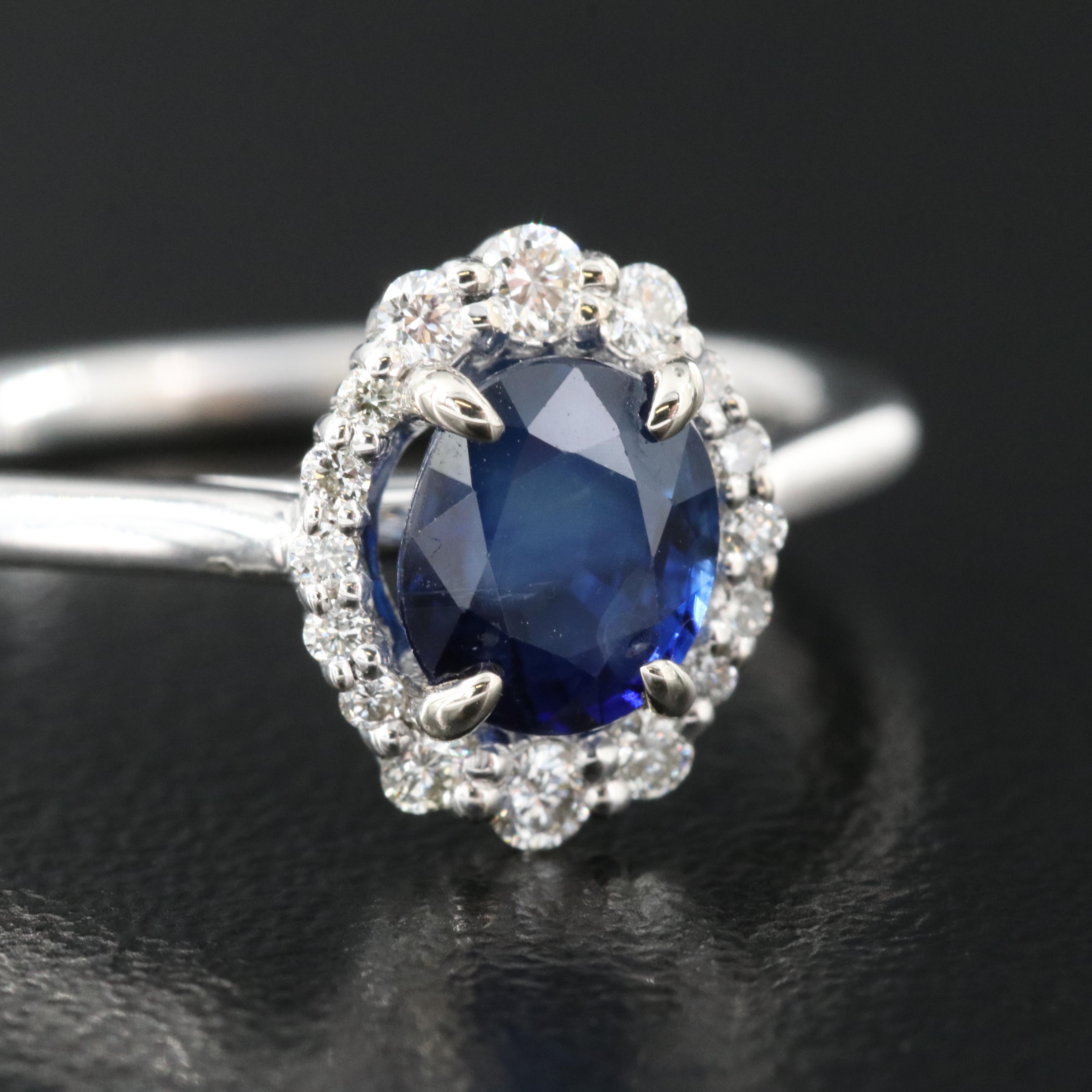 14K 1.34 CT Sapphire and Diamond Ring