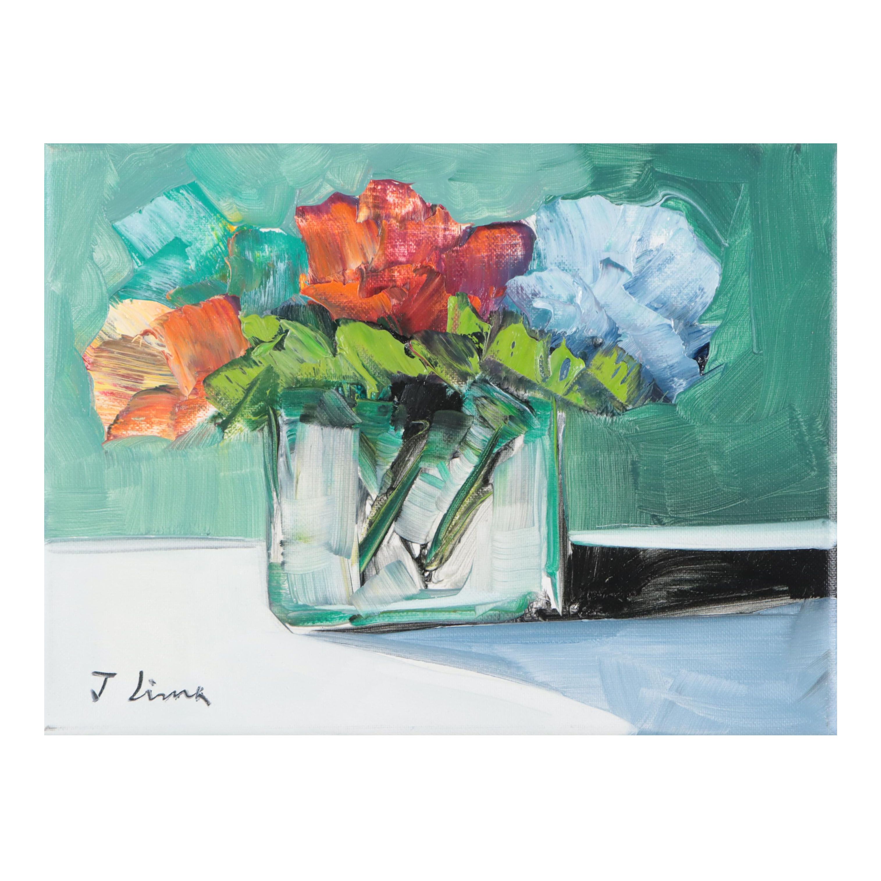 José M. Lima Floral Still Life Oil Painting, 2023