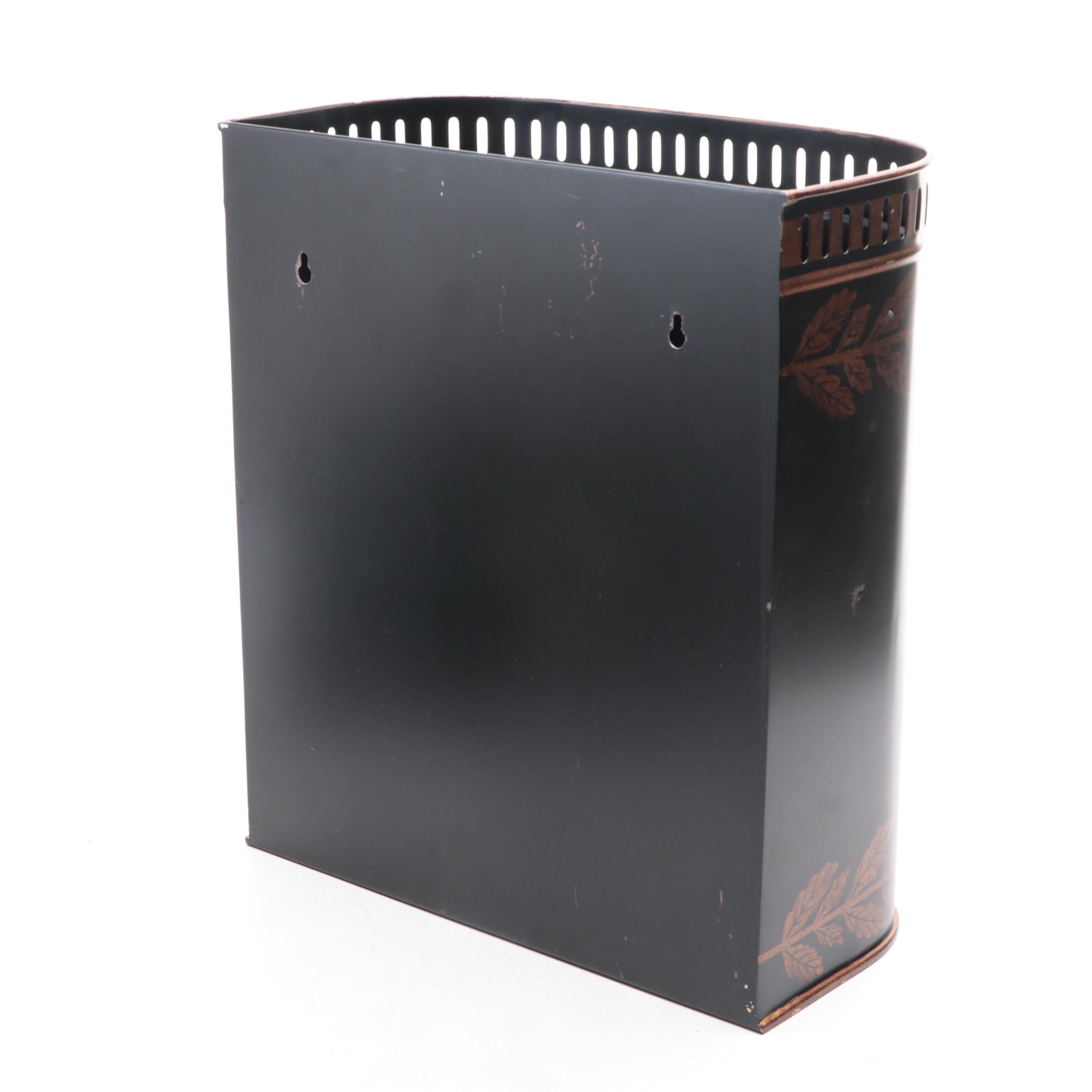 Gilded Tole Decorated Foliate and Landscape Scene Box and Planter