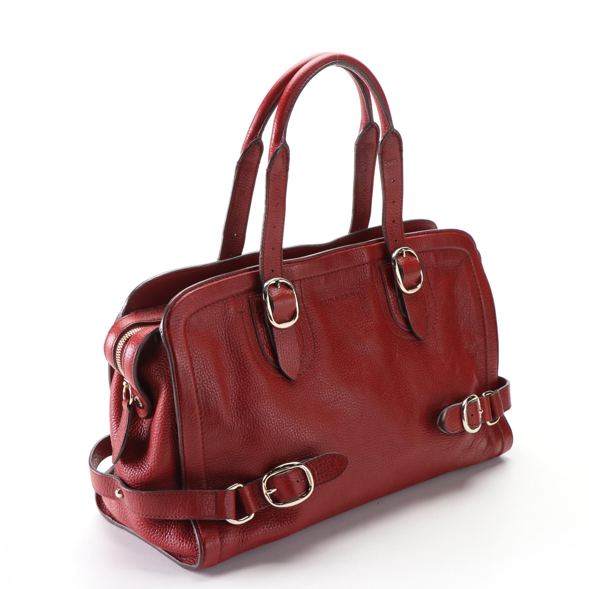 Burberry Zip Tote Large in Red Grain Leather