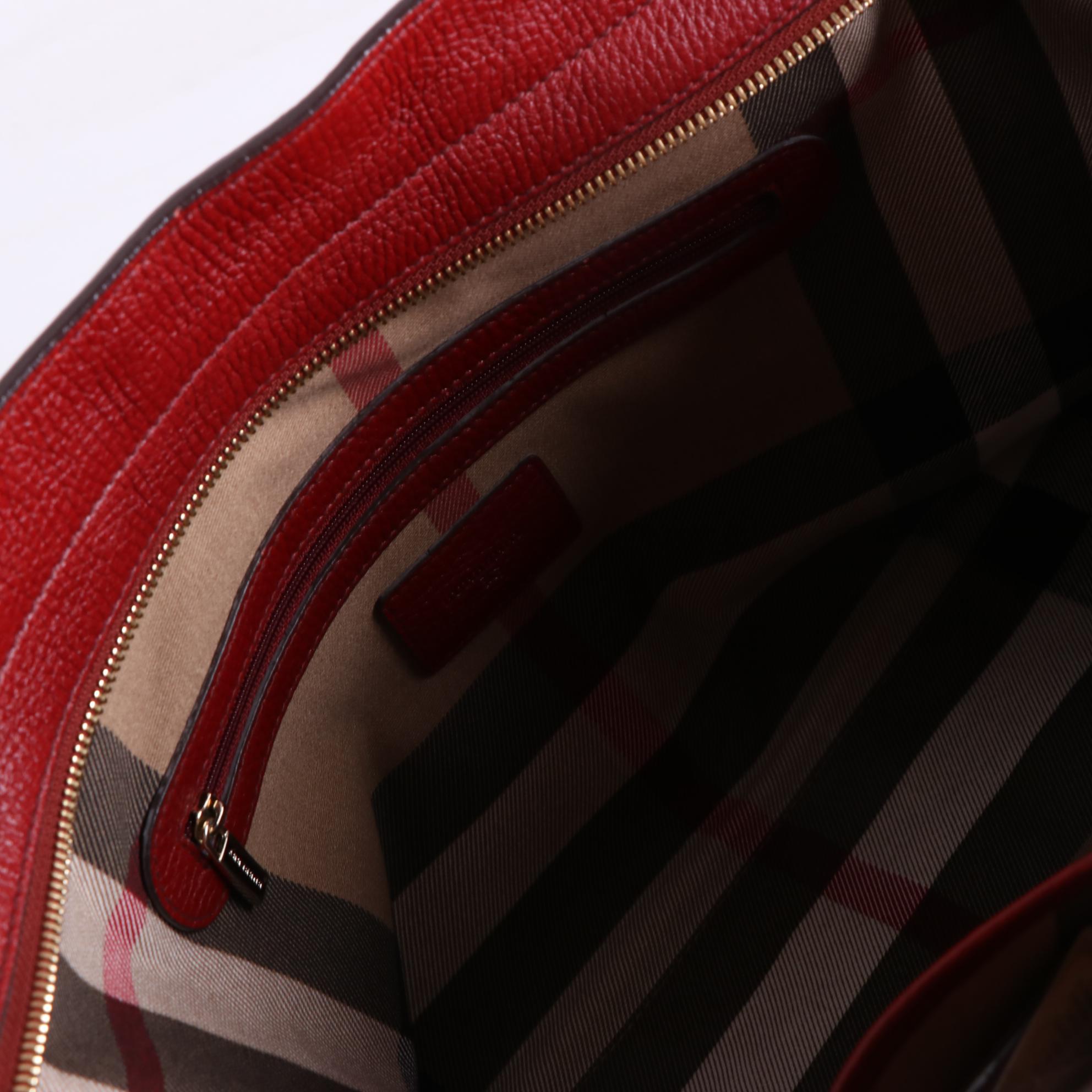 Burberry Zip Tote Large in Red Grain Leather
