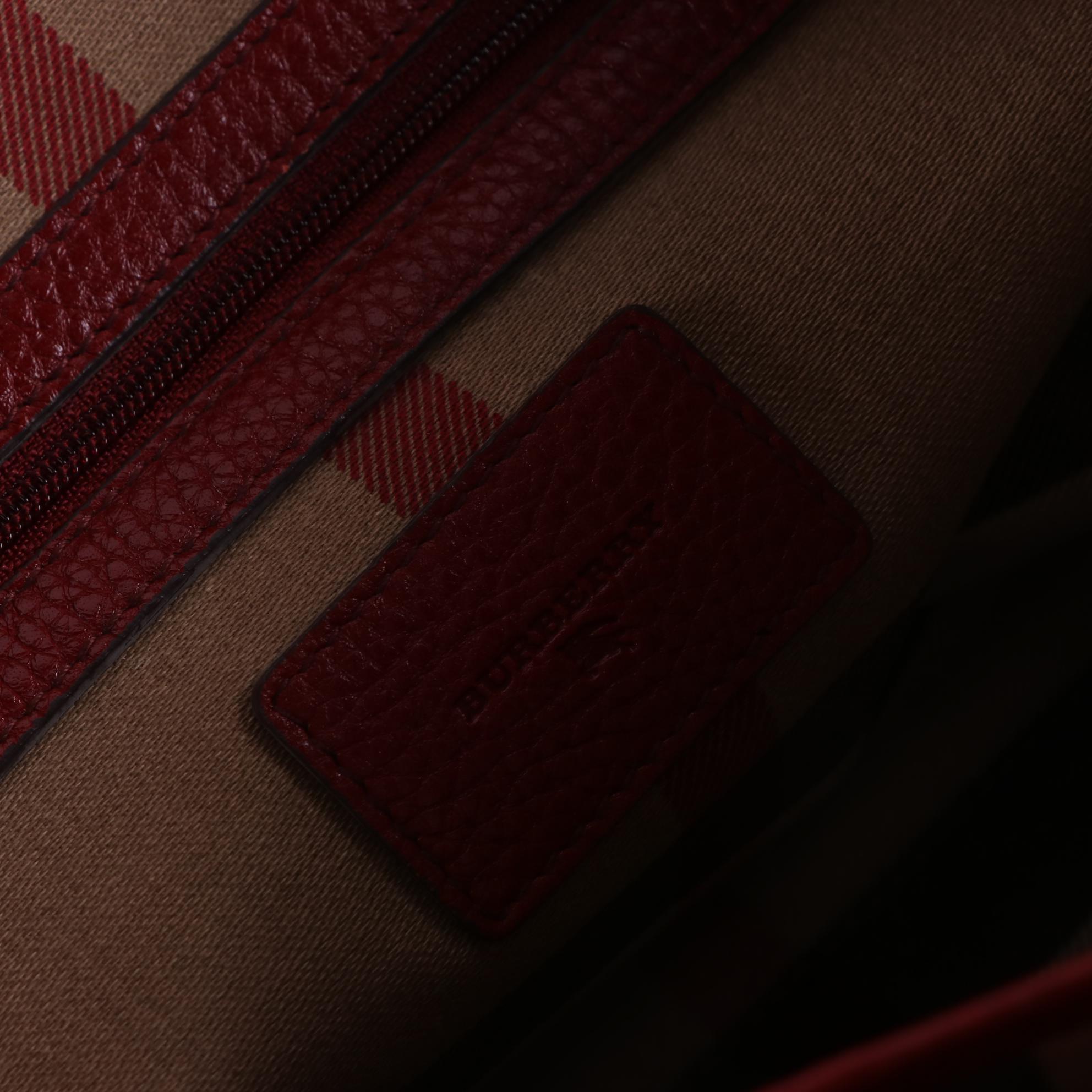 Burberry Zip Tote Large in Red Grain Leather