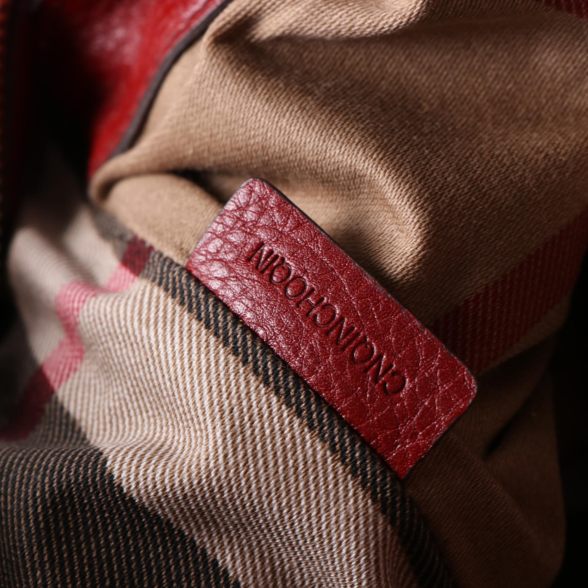 Burberry Zip Tote Large in Red Grain Leather