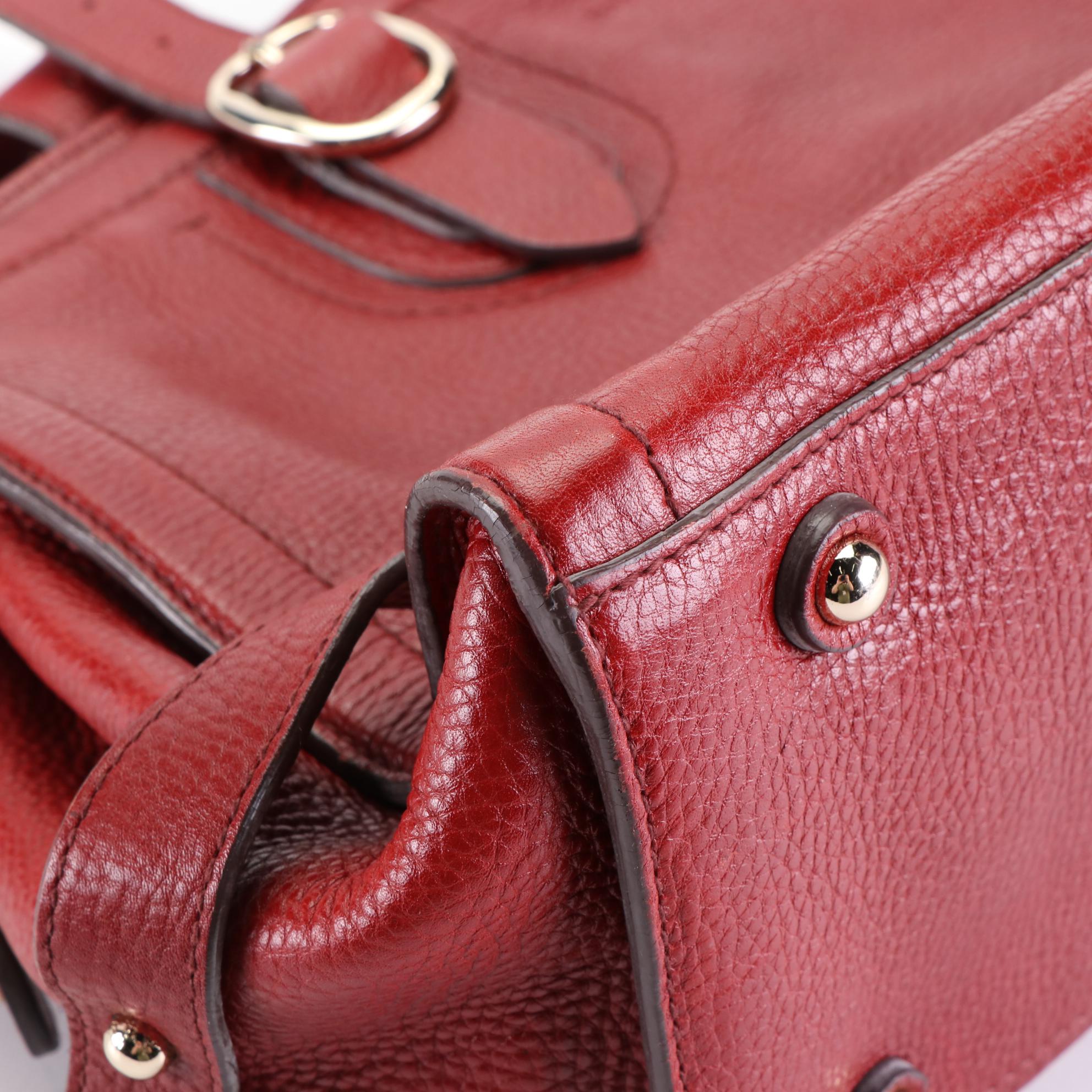 Burberry Zip Tote Large in Red Grain Leather