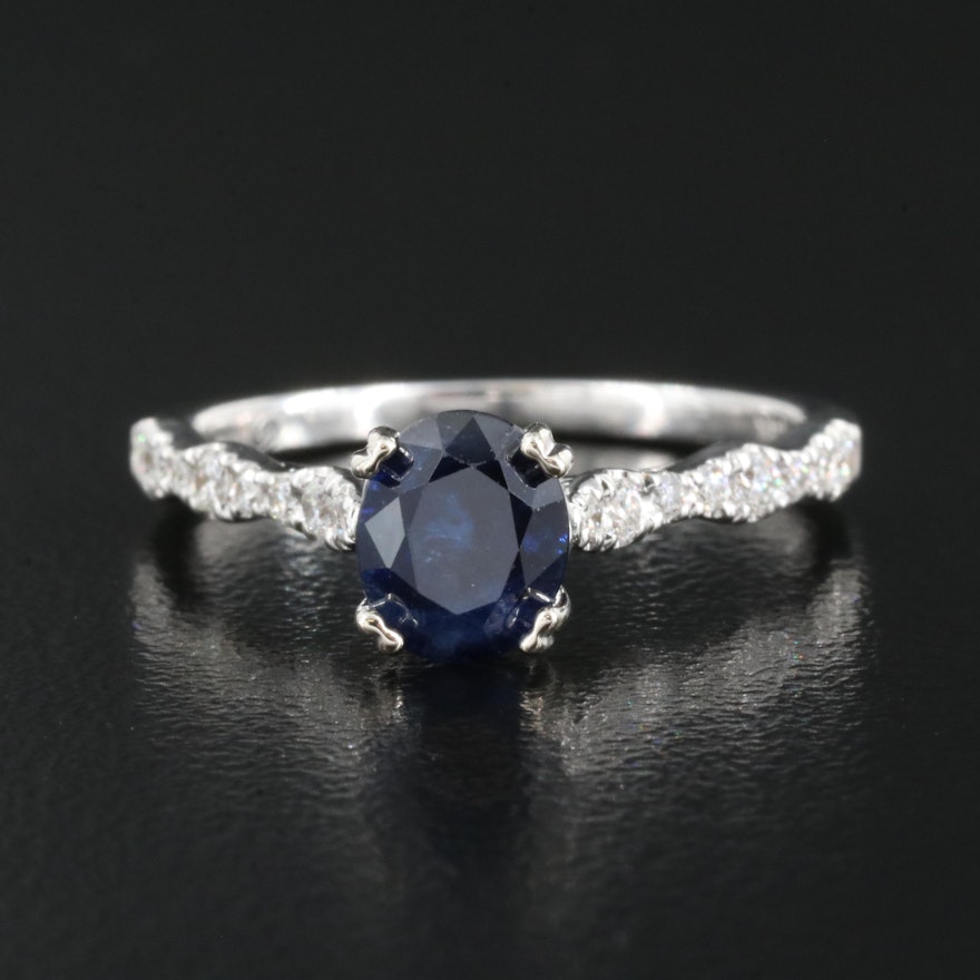 14K 1.40 CT Sapphire and Diamond Ring