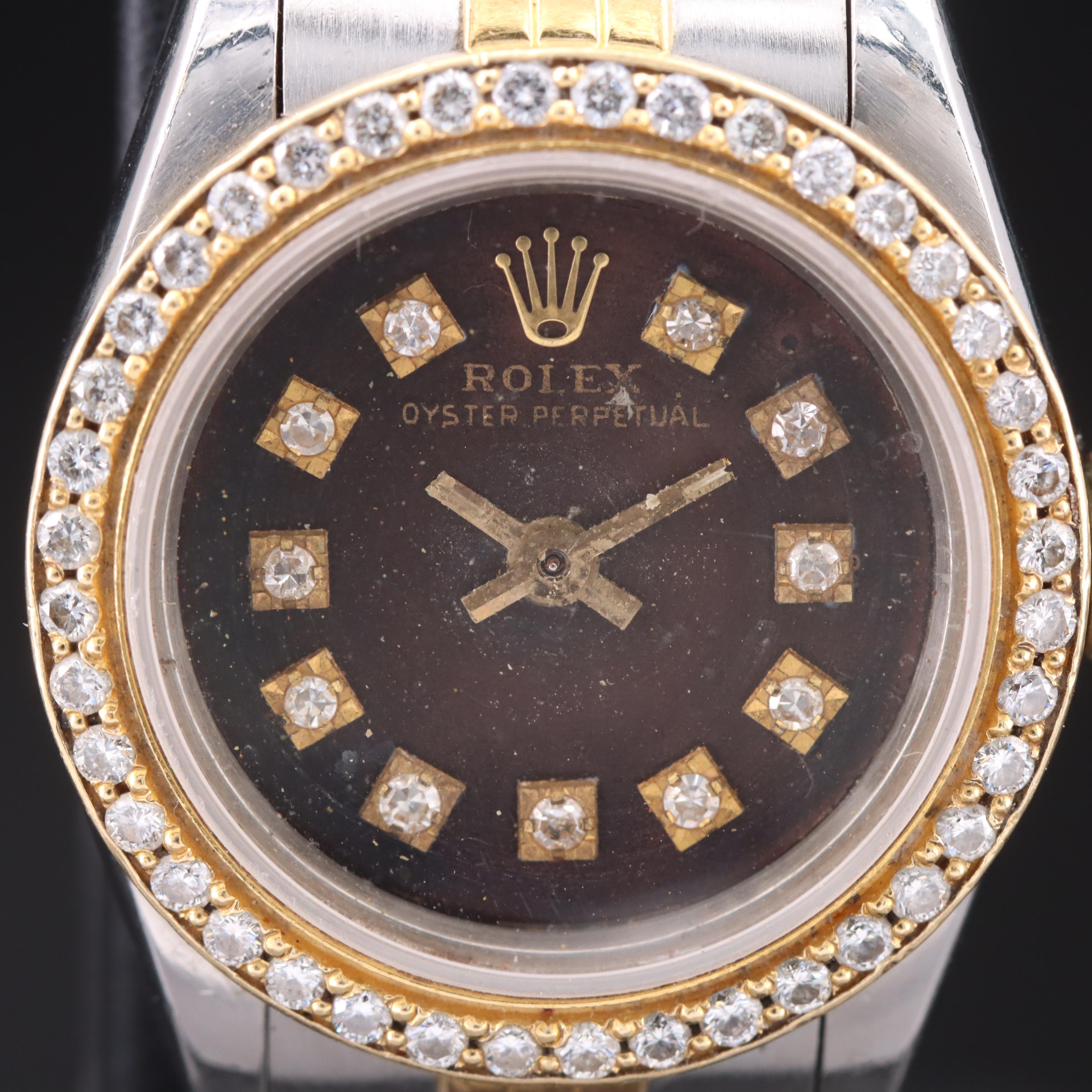 1984 Rolex Oyster Perpetual Custom Diamond Watch