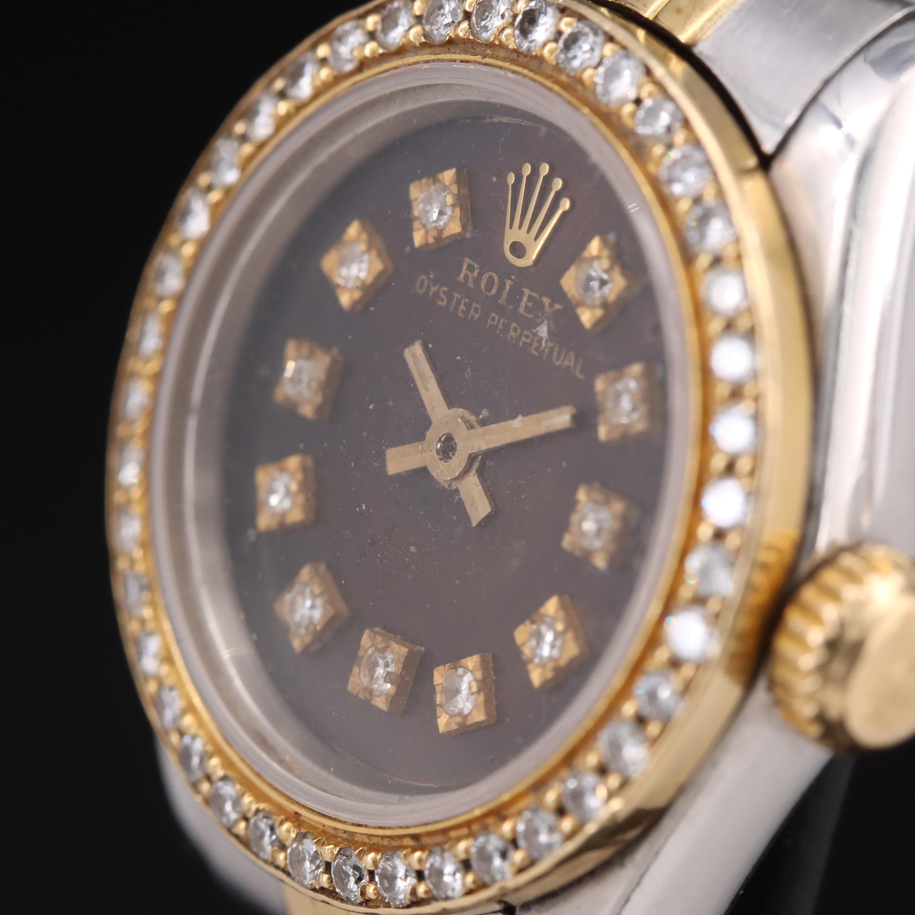 1984 Rolex Oyster Perpetual Custom Diamond Watch