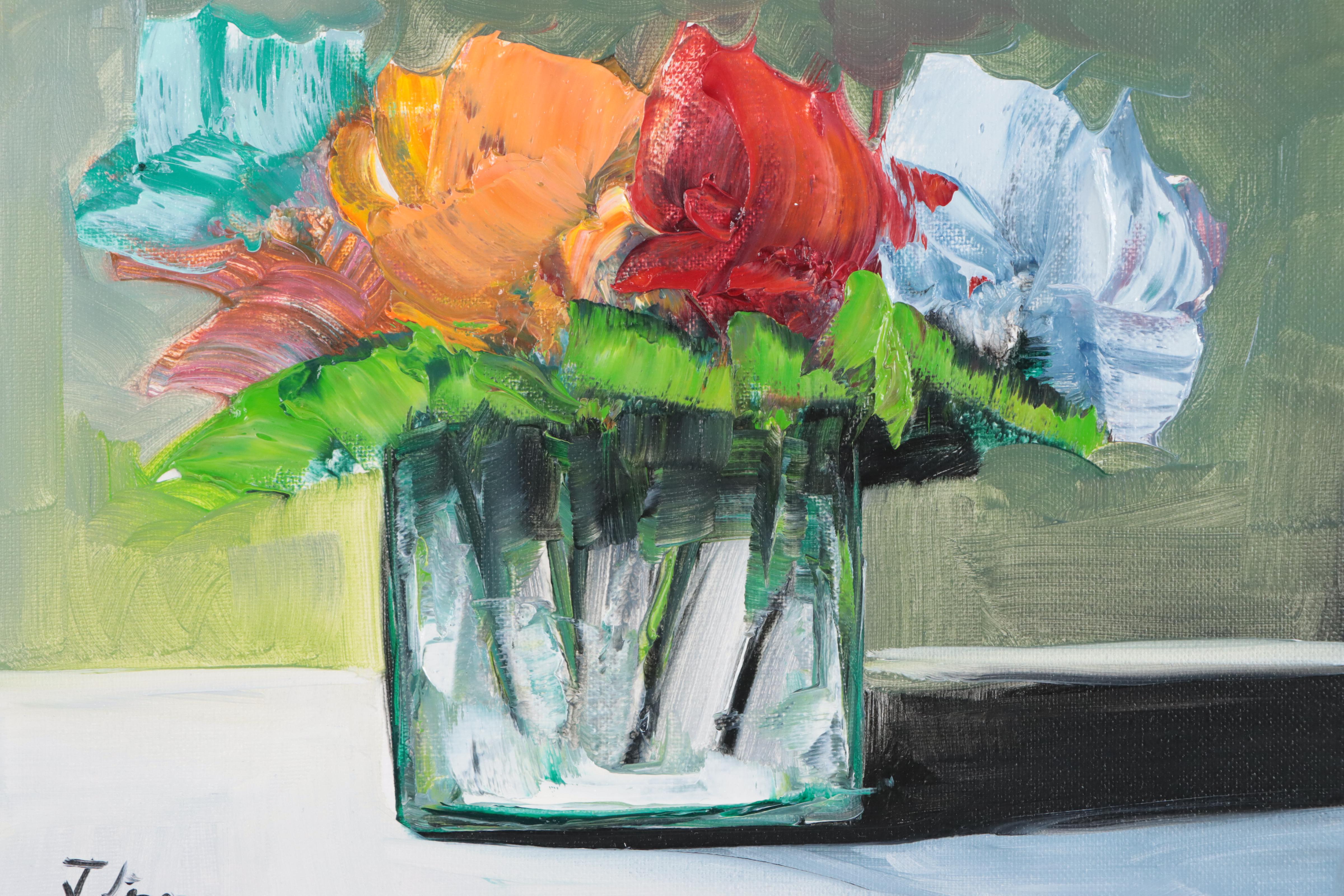 José M. Lima Floral Still Life Oil Painting, 2023