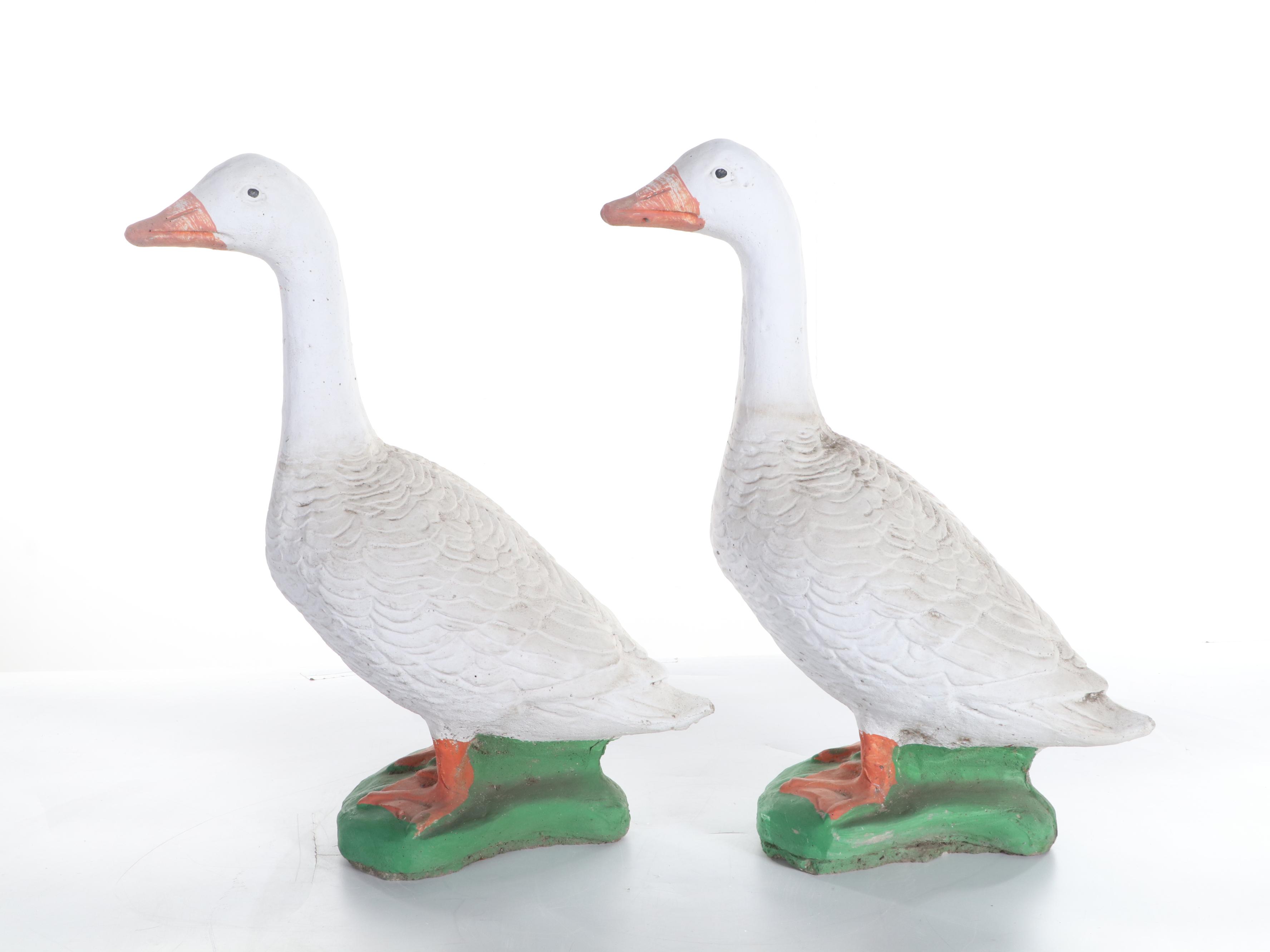 Pair of Cast Concrete Ducks